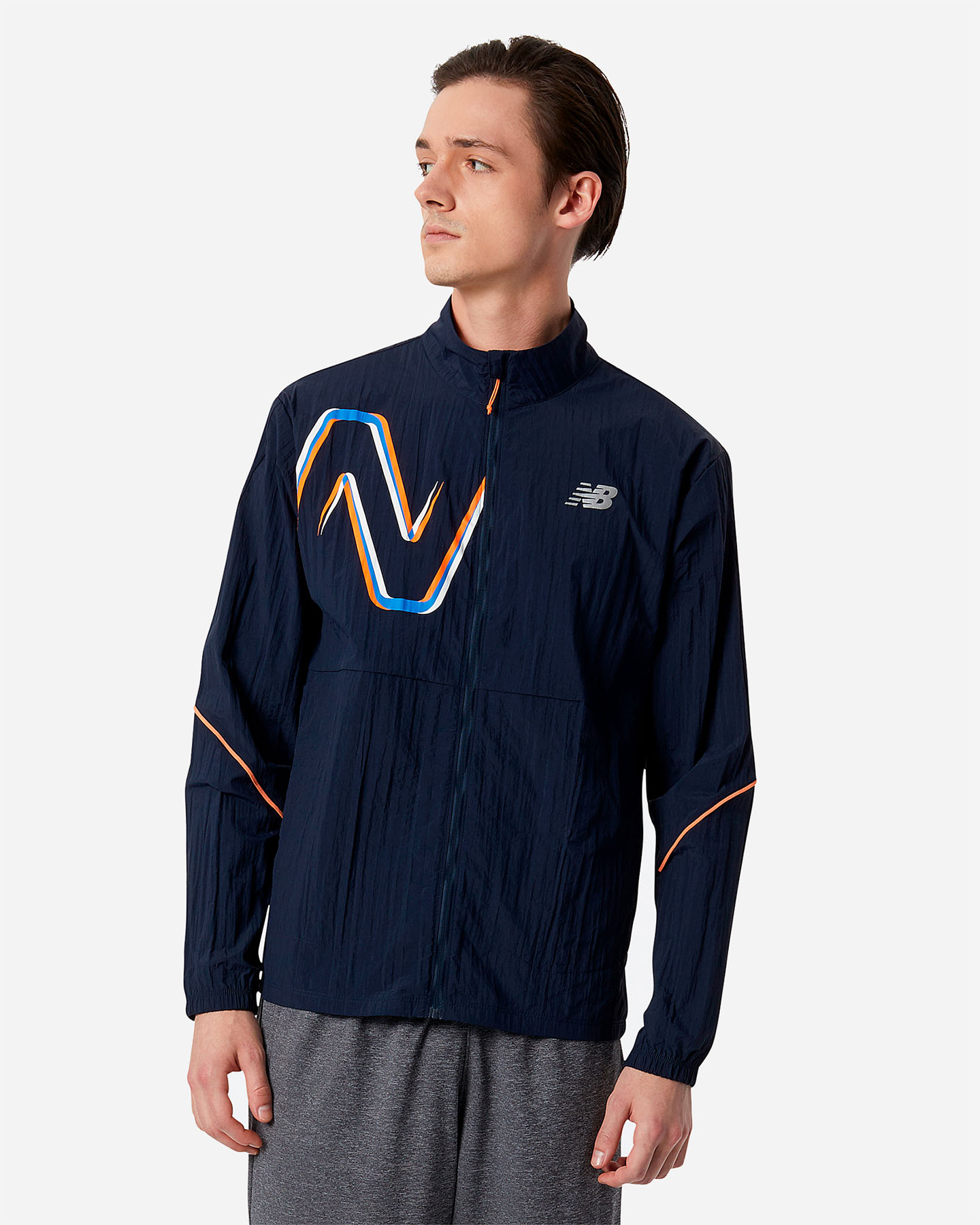 Giacca running NEW BALANCE PRINTED IMPACT M - Blu - 0 | Cisalfa Sport