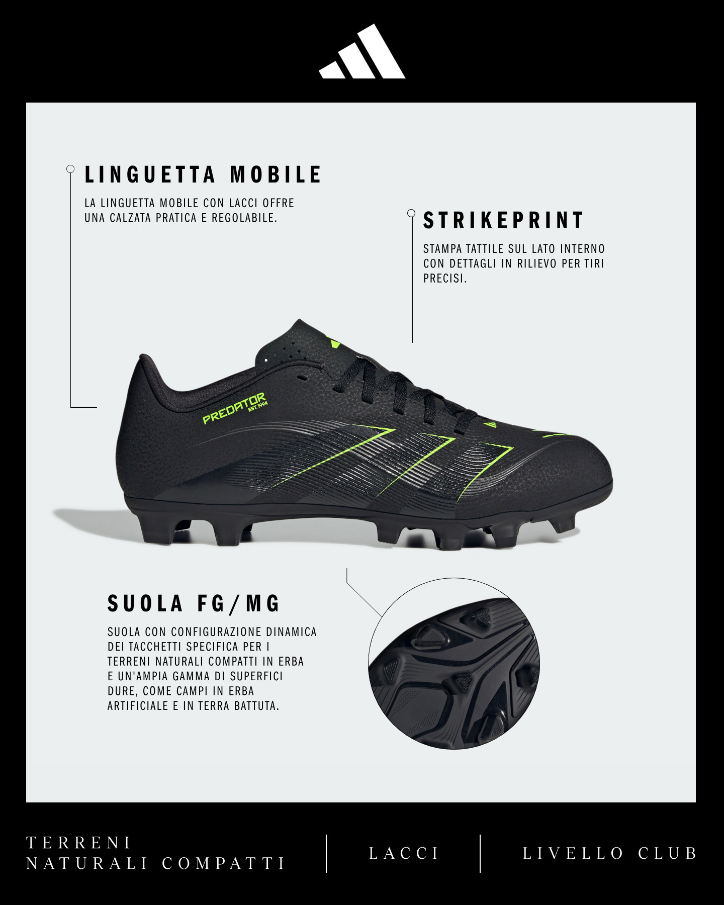 Scarpe calcio ADIDAS PREDATOR CLUB FG-MG M - Color mix - 1 | Cisalfa Sport