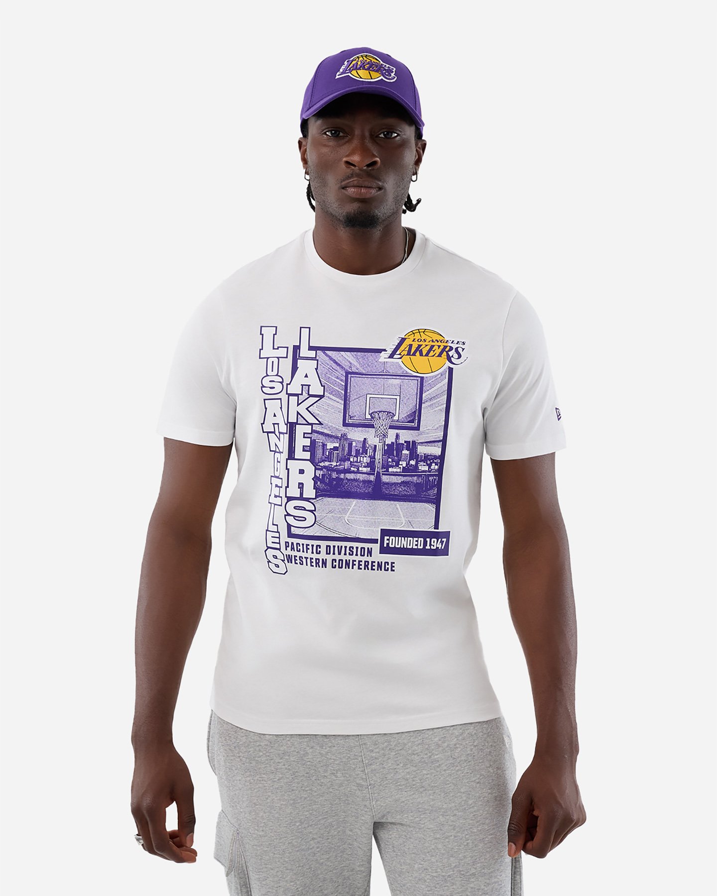 New Era Graphic Los Angeles Lakers M - Maglia Basket - Uomo - Bianco