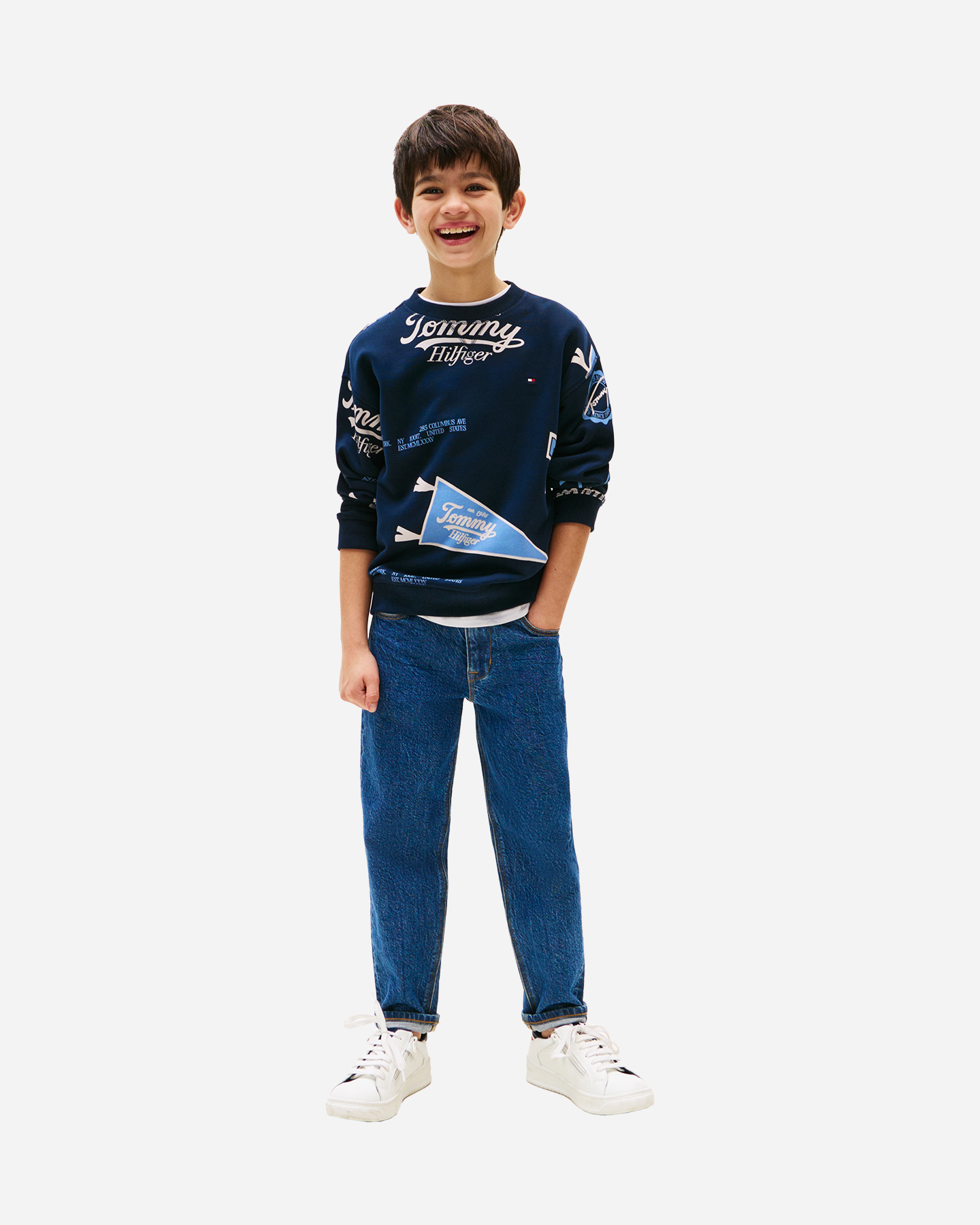 Felpa TOMMY HILFIGER PRINTED JR - Blu Navy - 1 | Cisalfa Sport