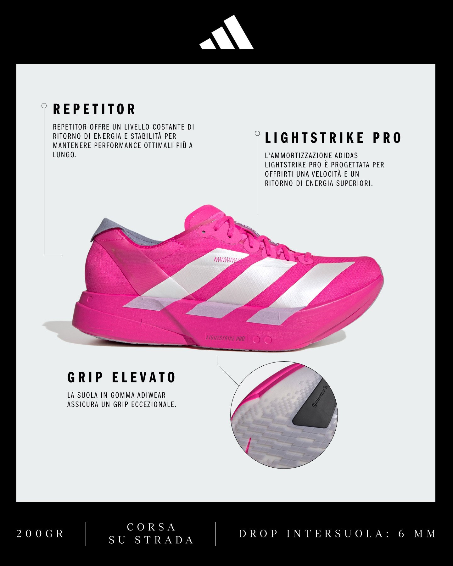 Scarpe running ADIDAS ADIZERO ADIOS PRO 4 M - Rosa - 1 | Cisalfa Sport
