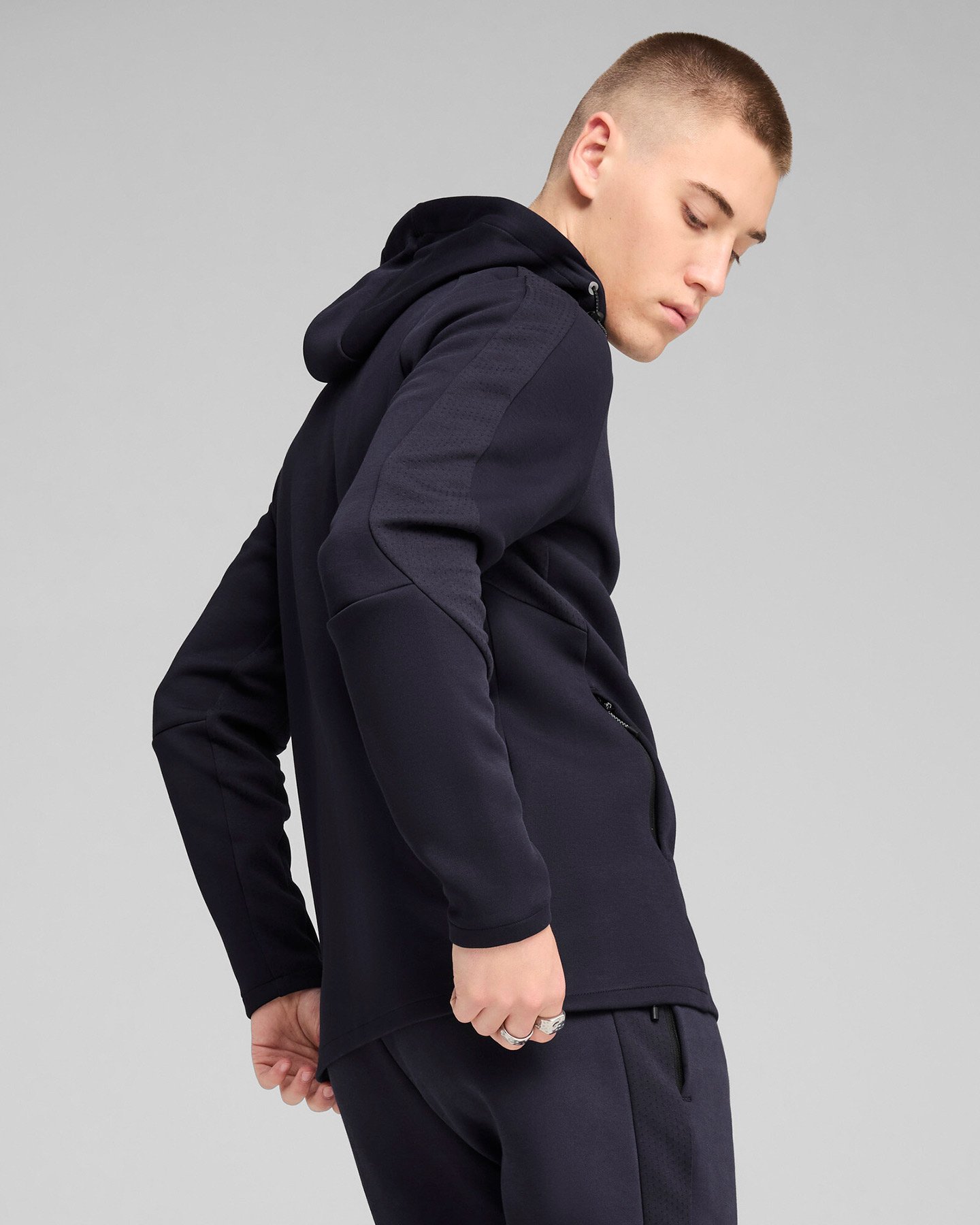 Felpa PUMA EVOSTRIPE KNIT M - Blu Navy - 3 | Cisalfa Sport