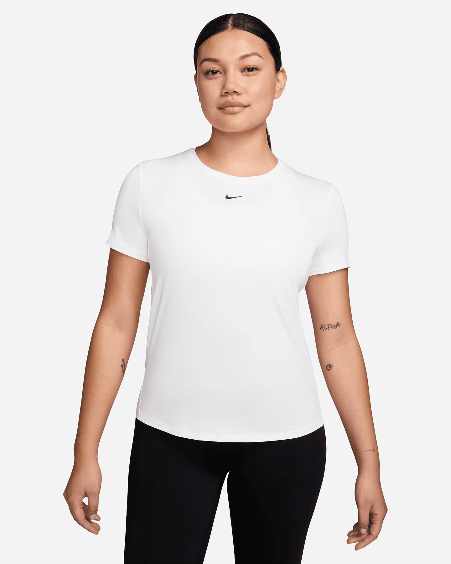 Nike Dri Fit One Classic Small Logo W - T-shirt Training - Donna - Bianco