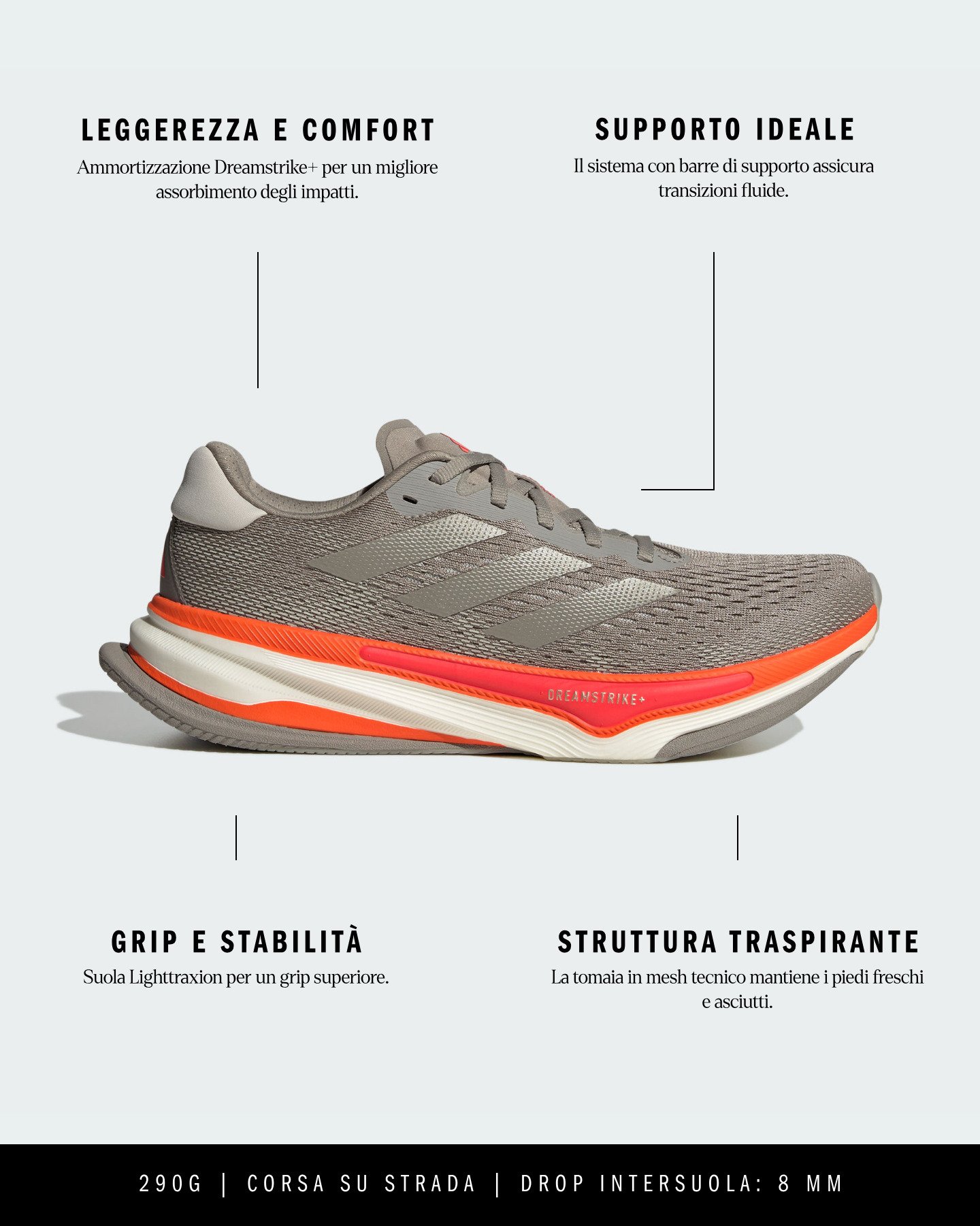 Scarpe running ADIDAS SUPERNOVA PRIMA M - Beige - 6 | Cisalfa Sport