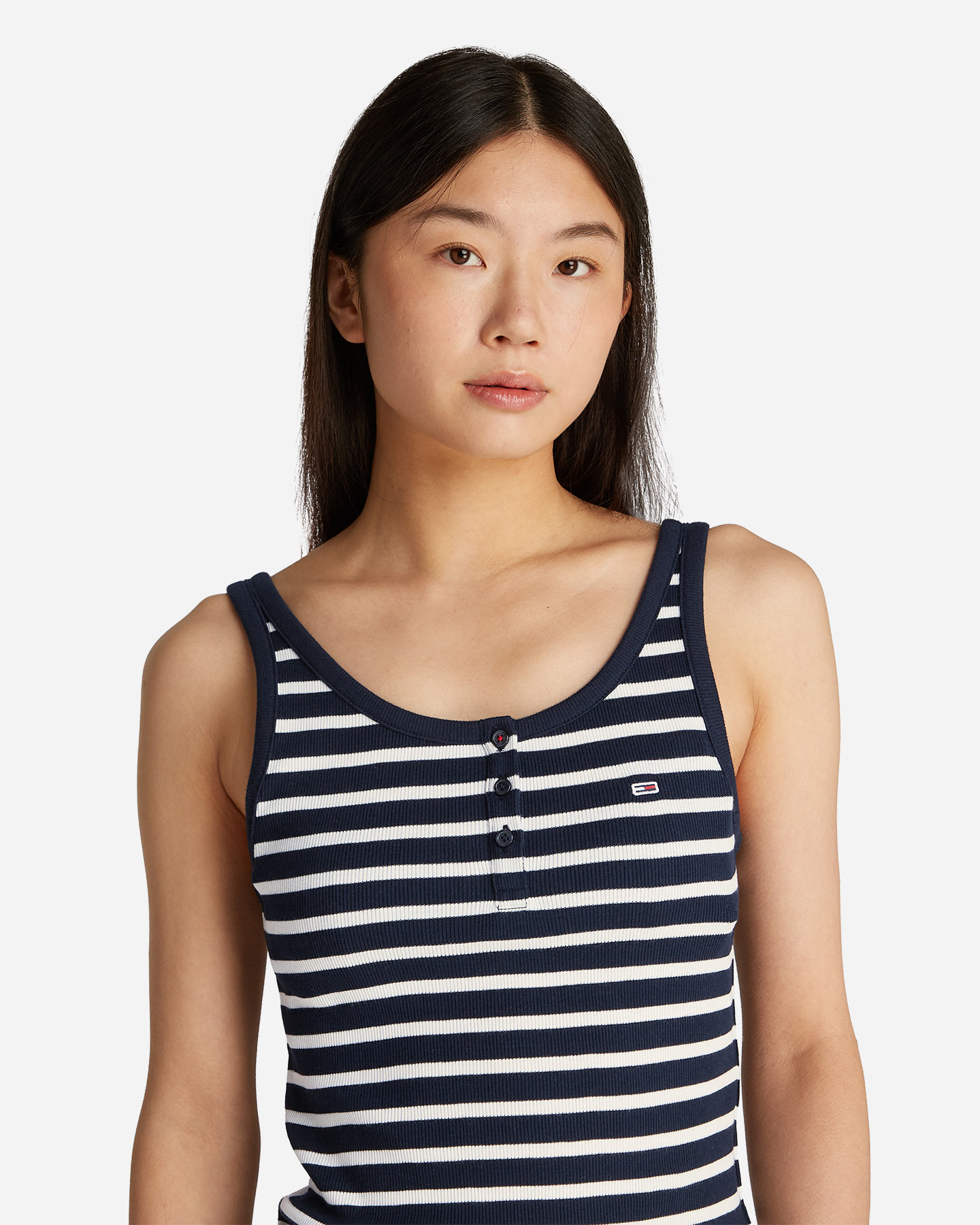 Canotta TOMMY HILFIGER SLIM BUTTON STRIPE W - Blu - 5 | Cisalfa Sport