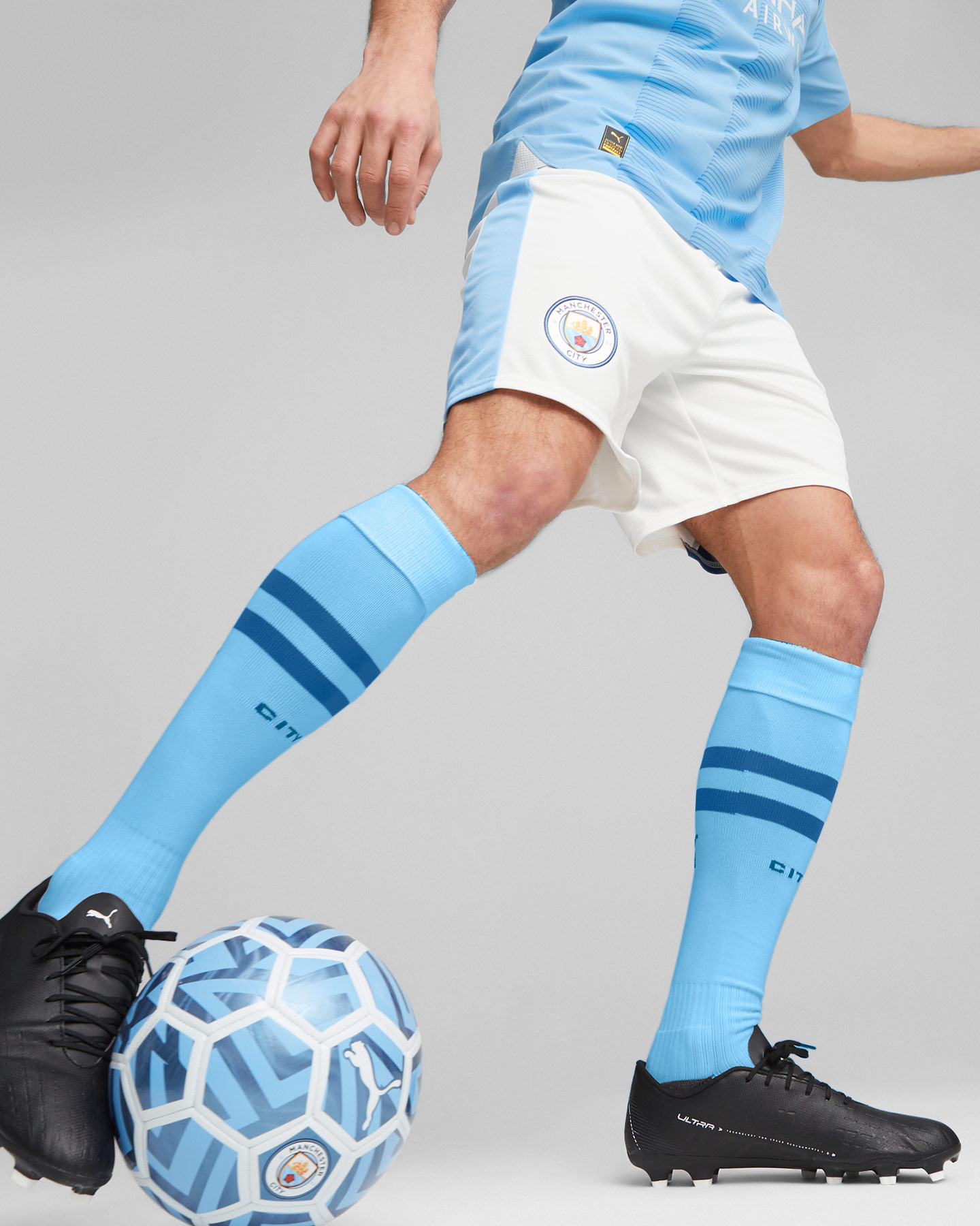 Pantaloncini calcio ufficiali PUMA MANCHESTER CITY HOME 23-24 M - Bianco - 2 | Cisalfa Sport