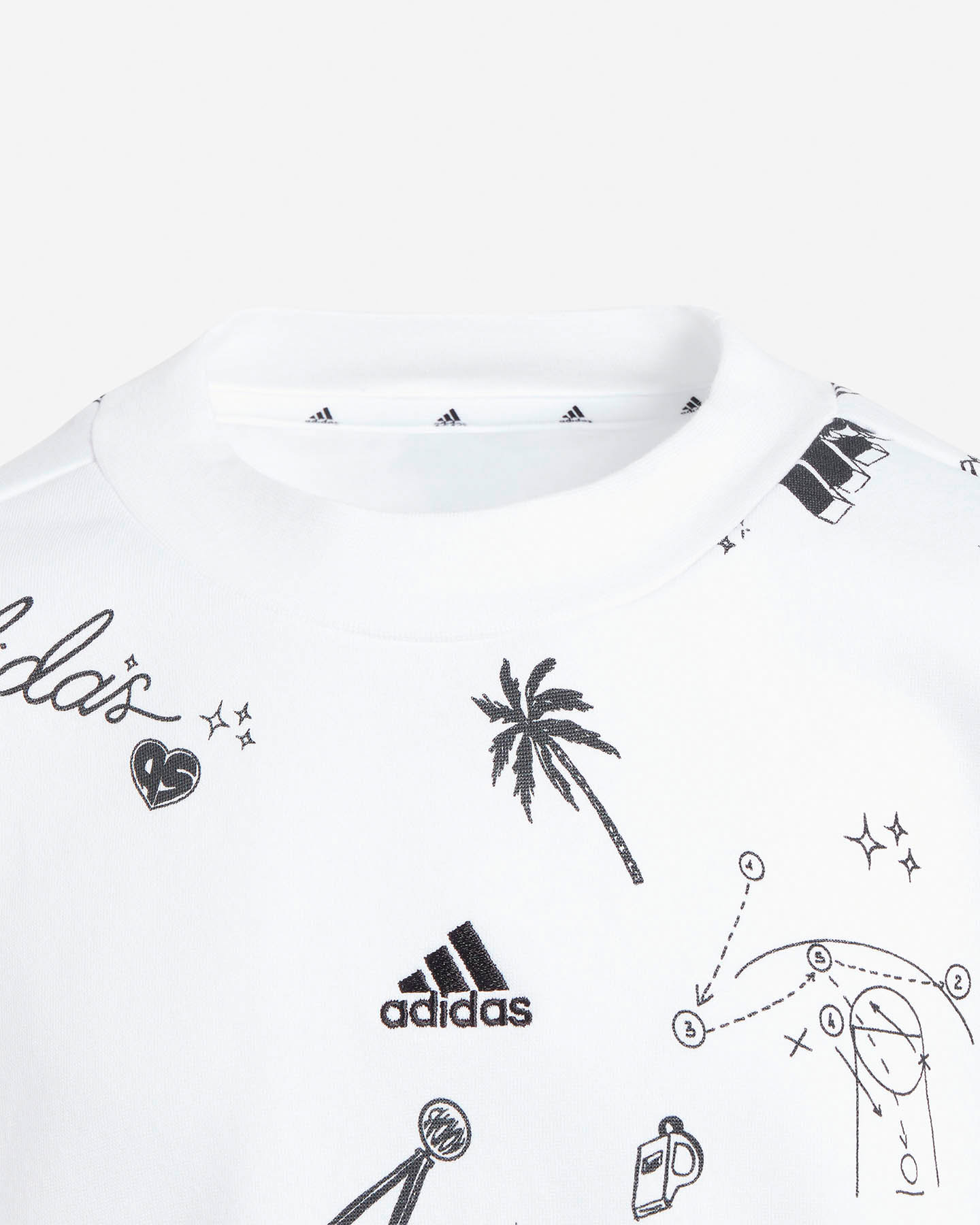 Felpa ADIDAS ALL OVER JR - Bianco - 3 | Cisalfa Sport