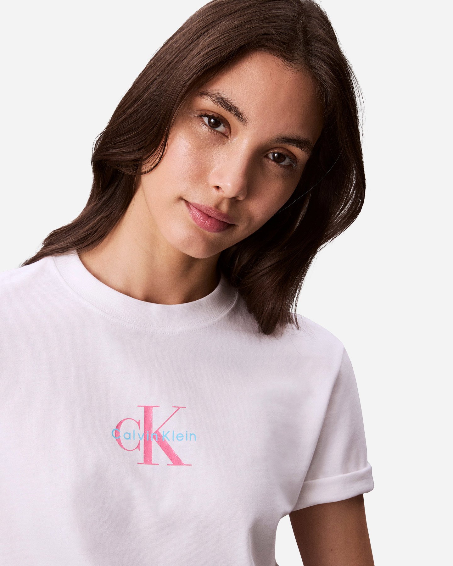 T-shirt CALVIN KLEIN JEANS LOGO GLITTER W - Bianco - 5 | Cisalfa Sport