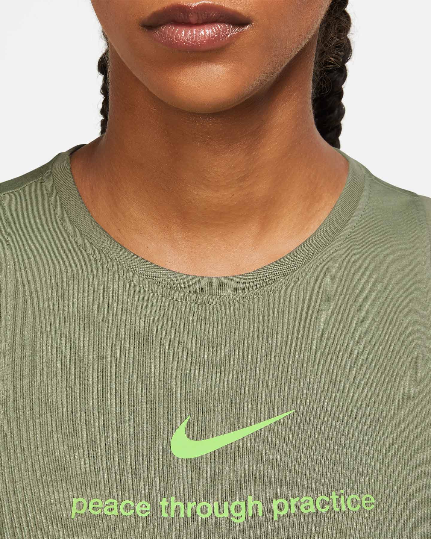 Canotta training NIKE DRI FIT YOGA W - Verde - 2 | Cisalfa Sport