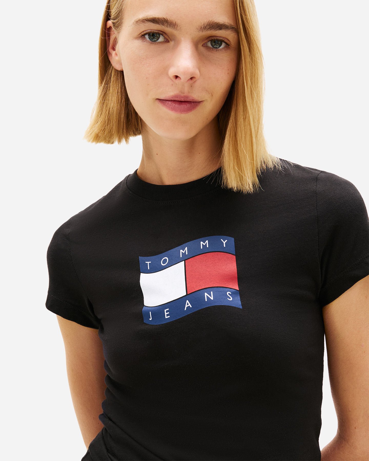 T-shirt TOMMY HILFIGER SLIM WAVY FLAG W - Nero - 4 | Cisalfa Sport