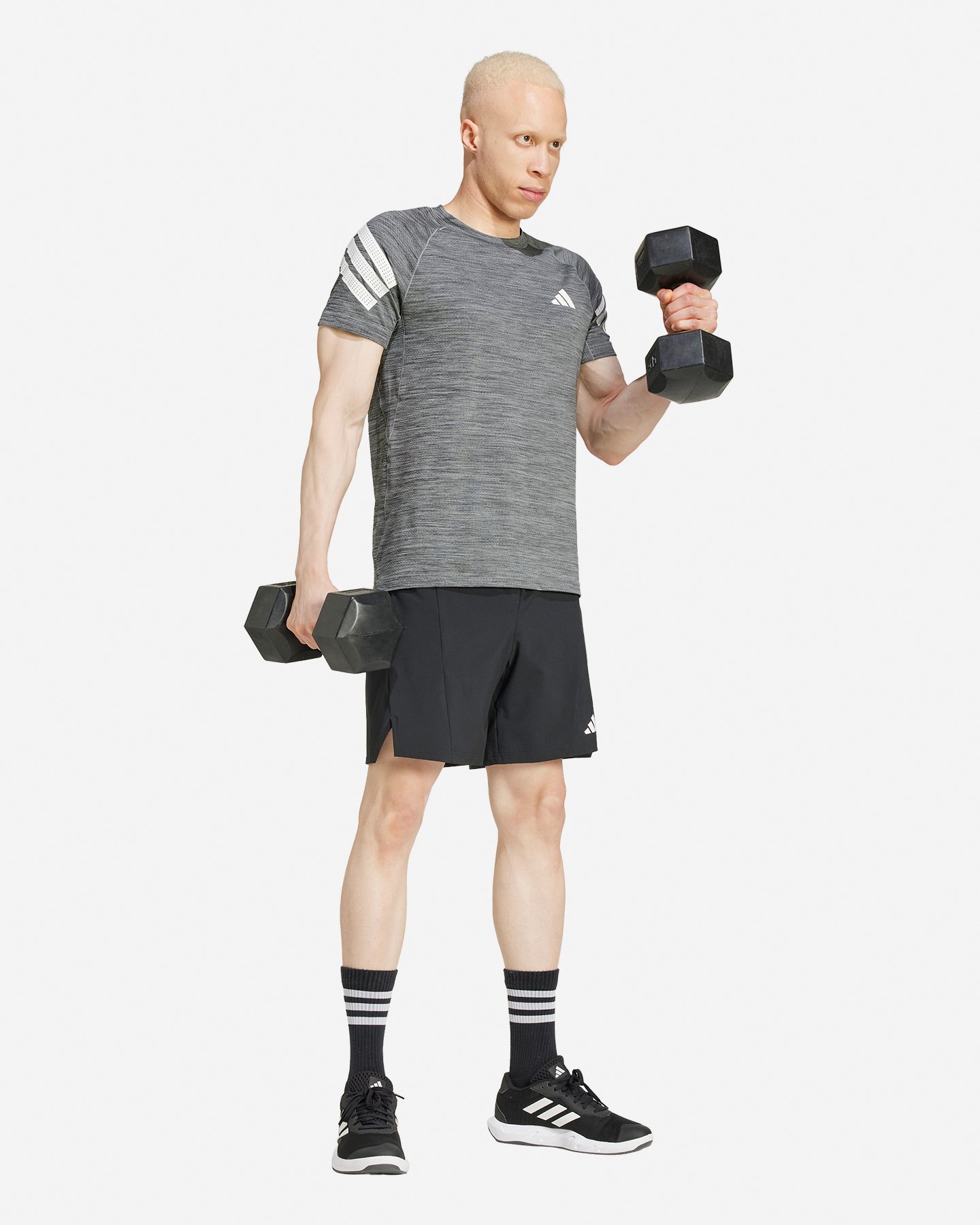 T-shirt training ADIDAS GYM+ 3STRIPES M - Nero - 3 | Cisalfa Sport