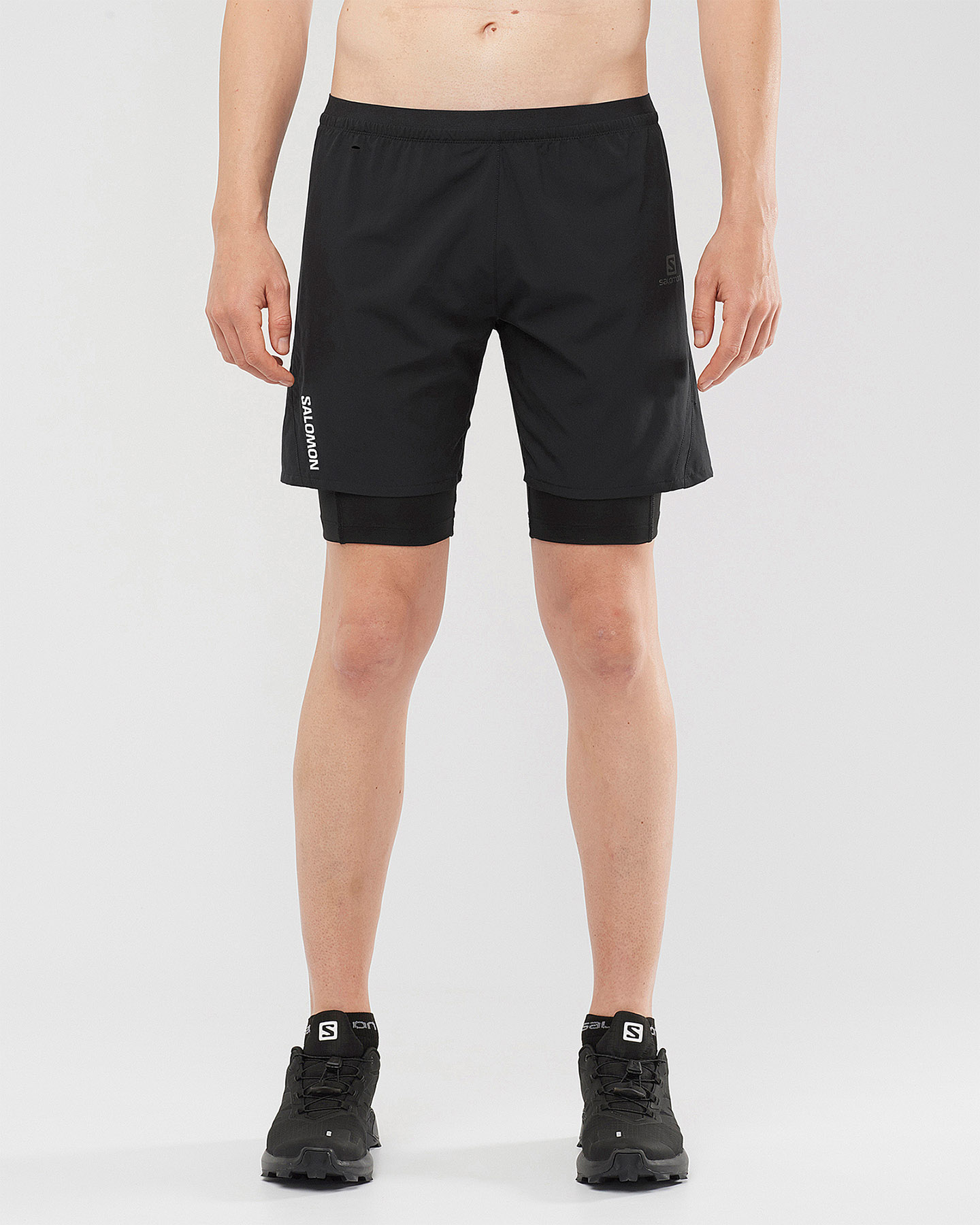 Short running SALOMON CROSSRUN TWINSKIN M - Nero - 2 | Cisalfa Sport
