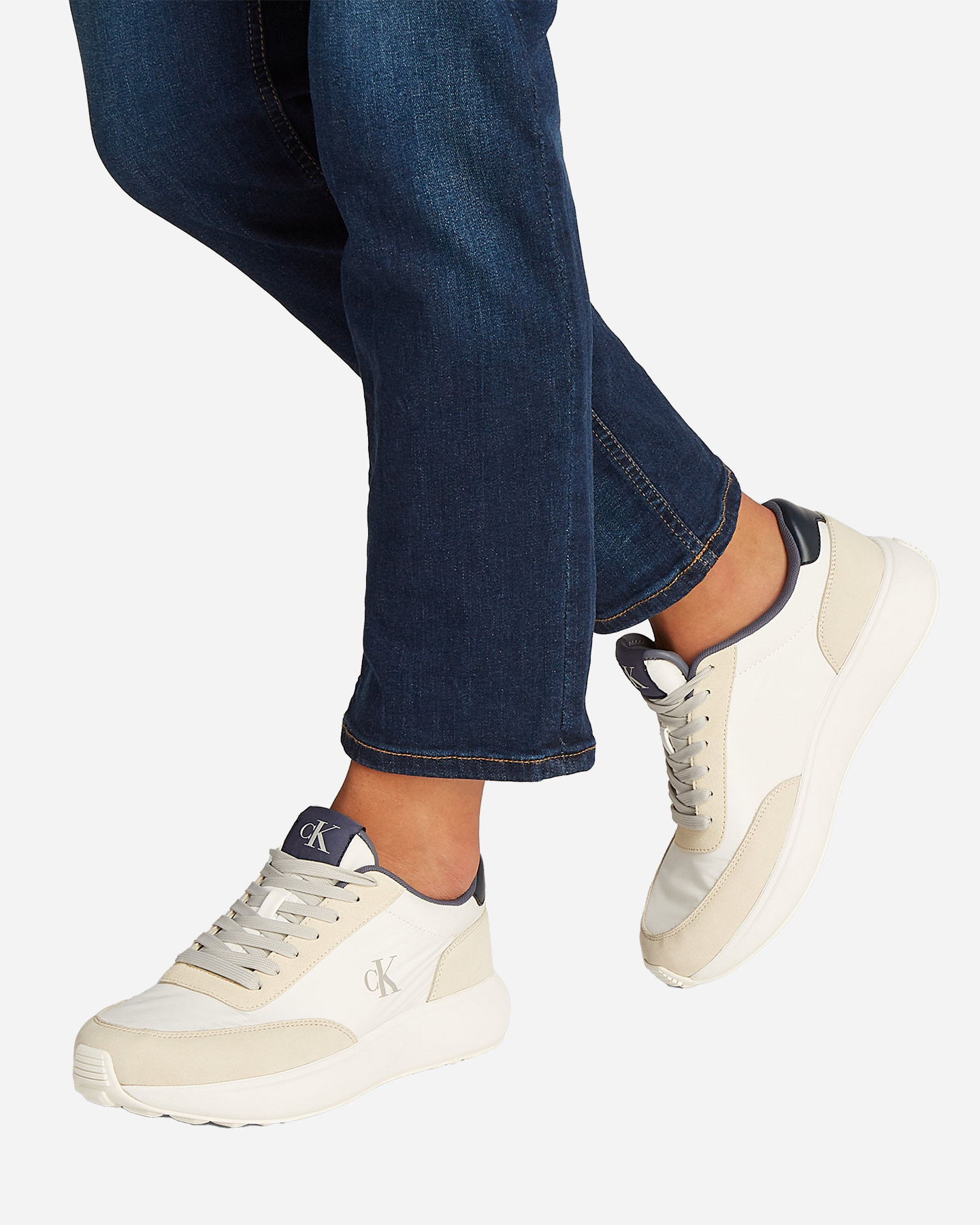 Scarpe sneakers CALVIN KLEIN JEANS ATHLEISURE RUNNER LACEUP MIX M - Bianco - 5 | Cisalfa Sport