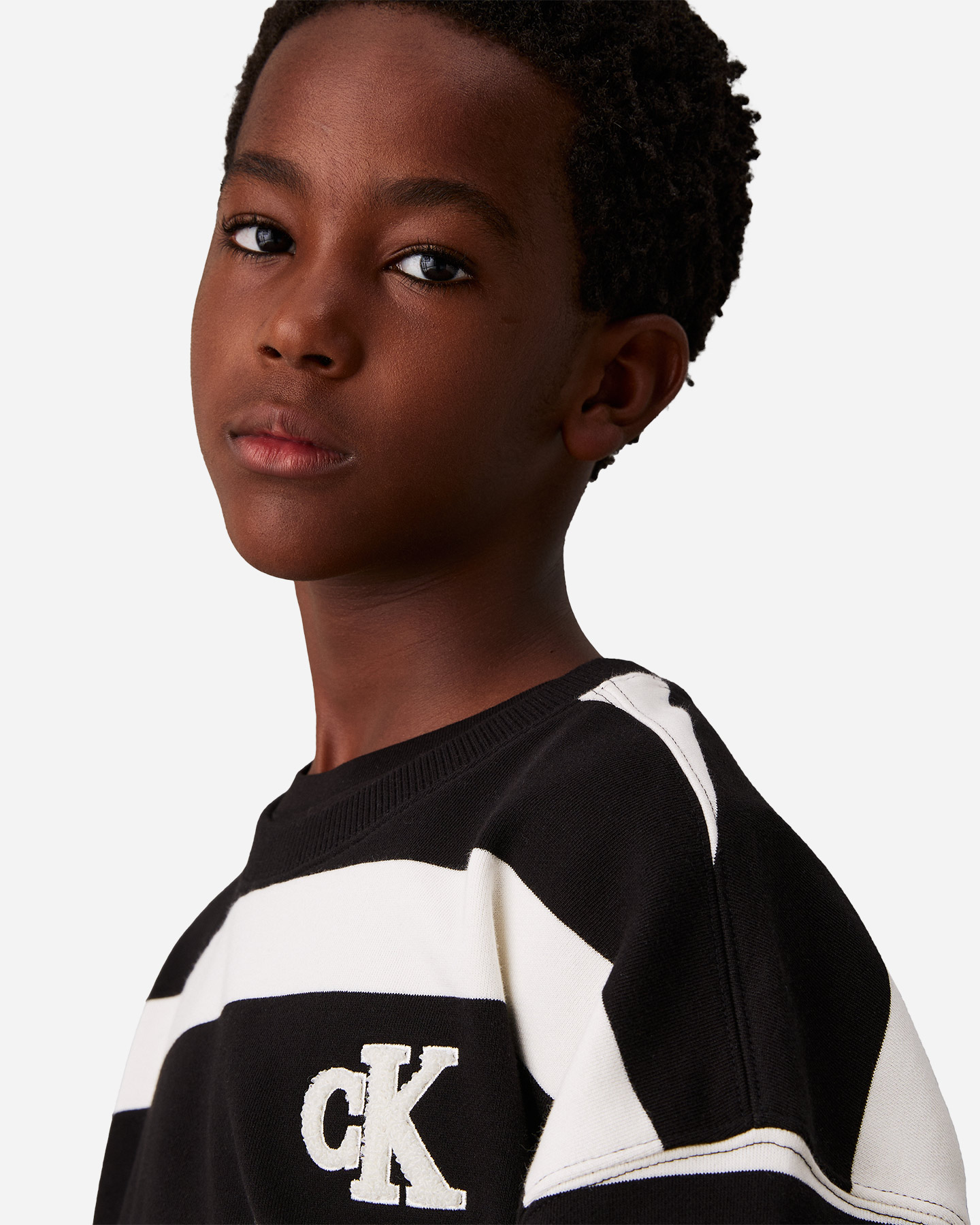 Felpa CALVIN KLEIN JEANS STRIPED JR - Bianco - 3 | Cisalfa Sport