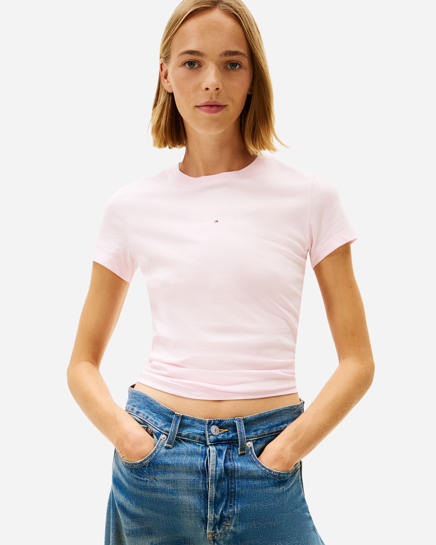 T-shirt TOMMY HILFIGER SLIM MULTI LINEAR W - Rosa - 1 | Cisalfa Sport