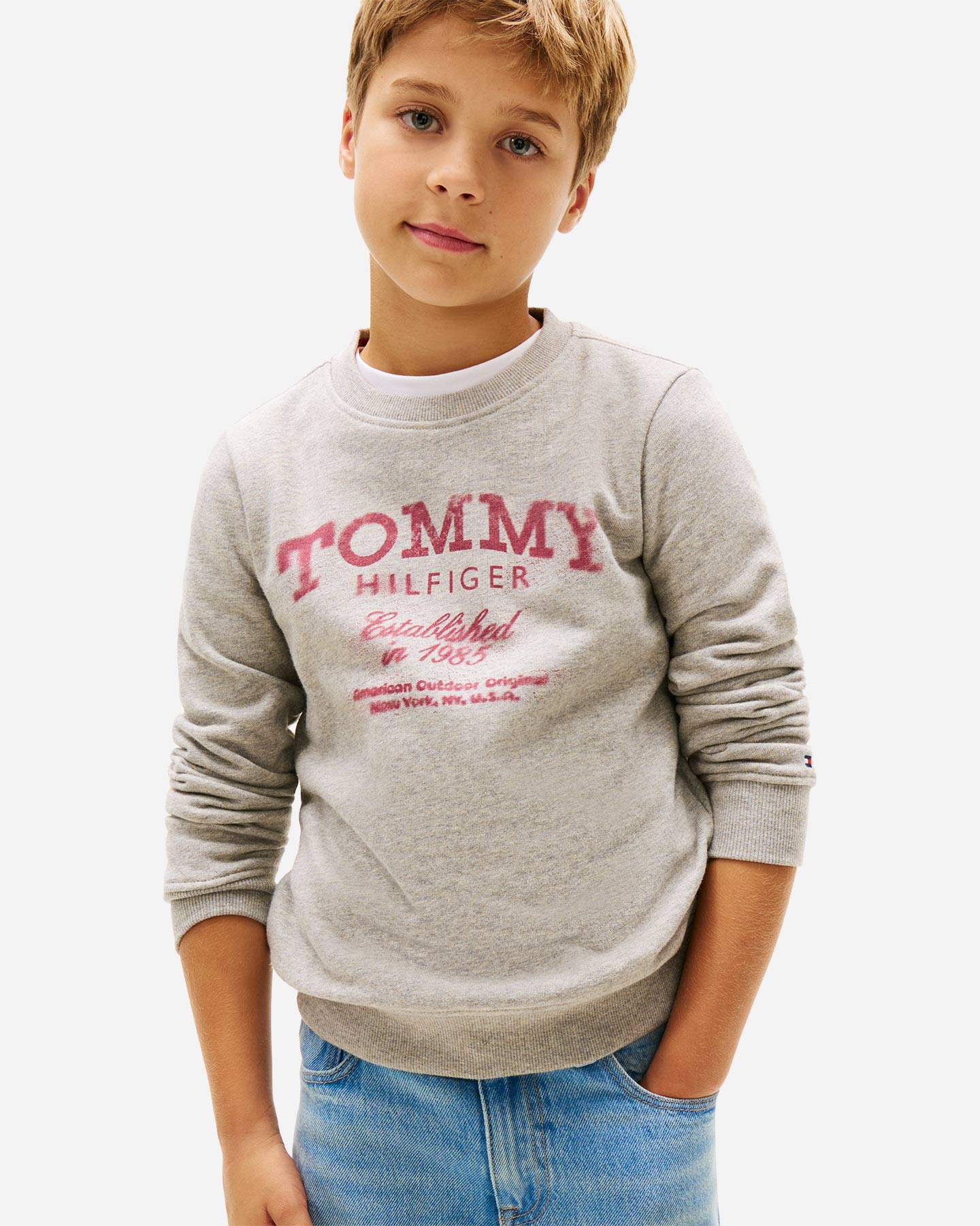 Felpa TOMMY HILFIGER FADED PRINT JR - Grigio - 3 | Cisalfa Sport