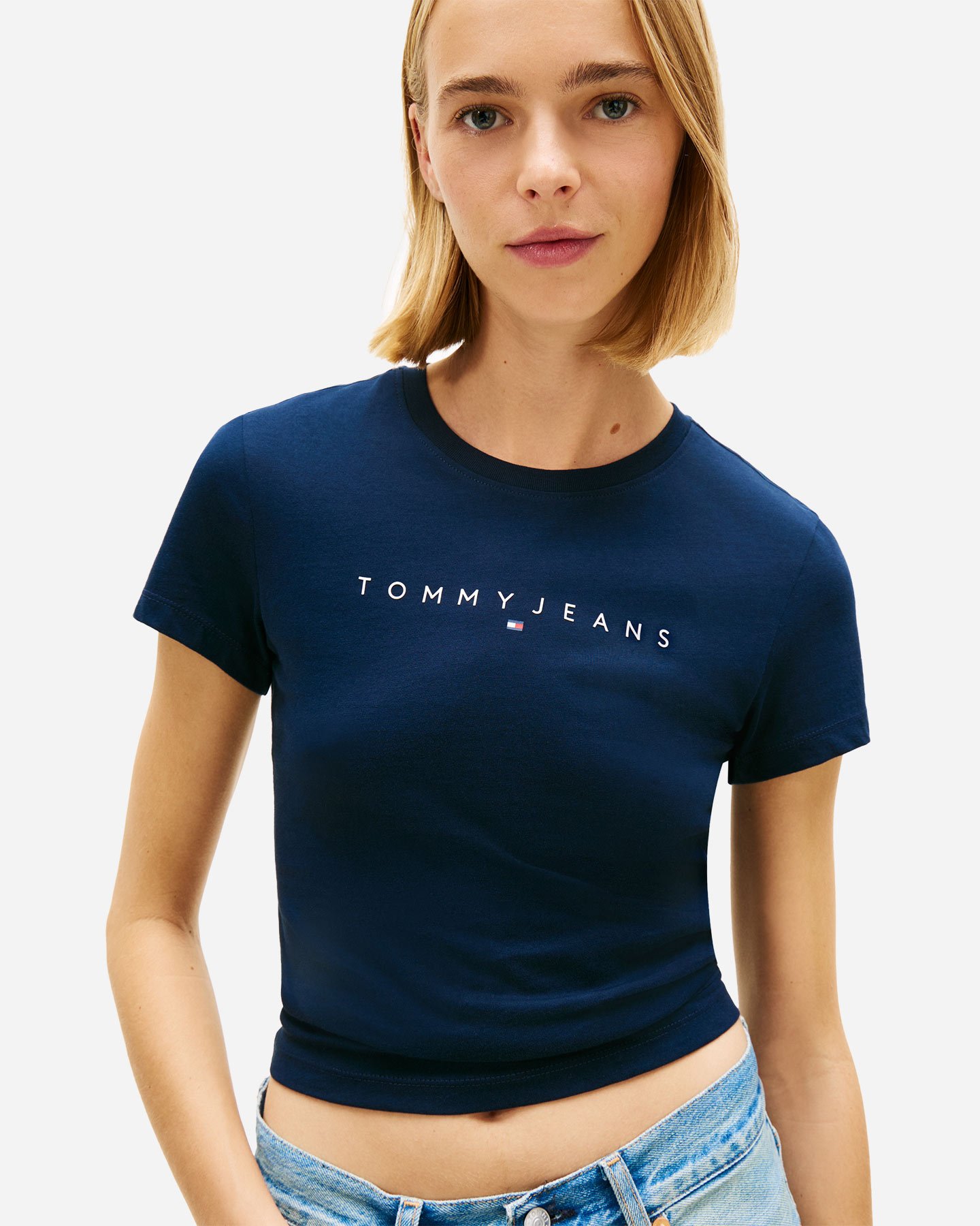 T-shirt TOMMY HILFIGER SLIM LINEAR LOGO W - Blu Navy - 4 | Cisalfa Sport