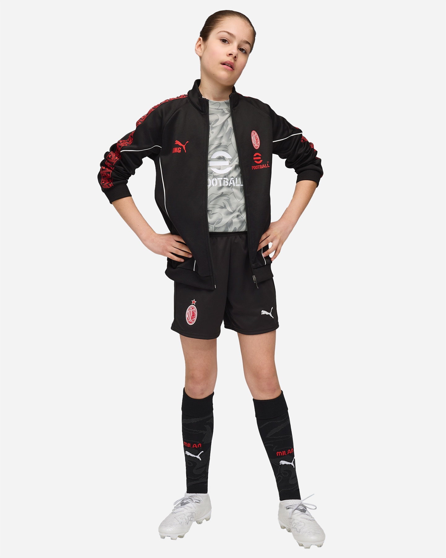 Abbigliamento calcio ufficiale PUMA MILAN KING PREMATCH 25-26 JR - Color mix - 4 | Cisalfa Sport