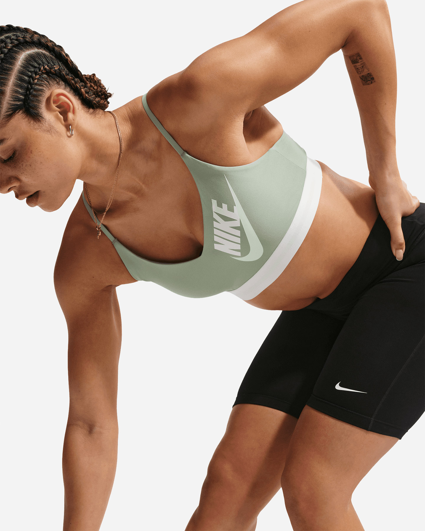 Bra training NIKE LS INDY BIG LOGO W - Verde - 4 | Cisalfa Sport