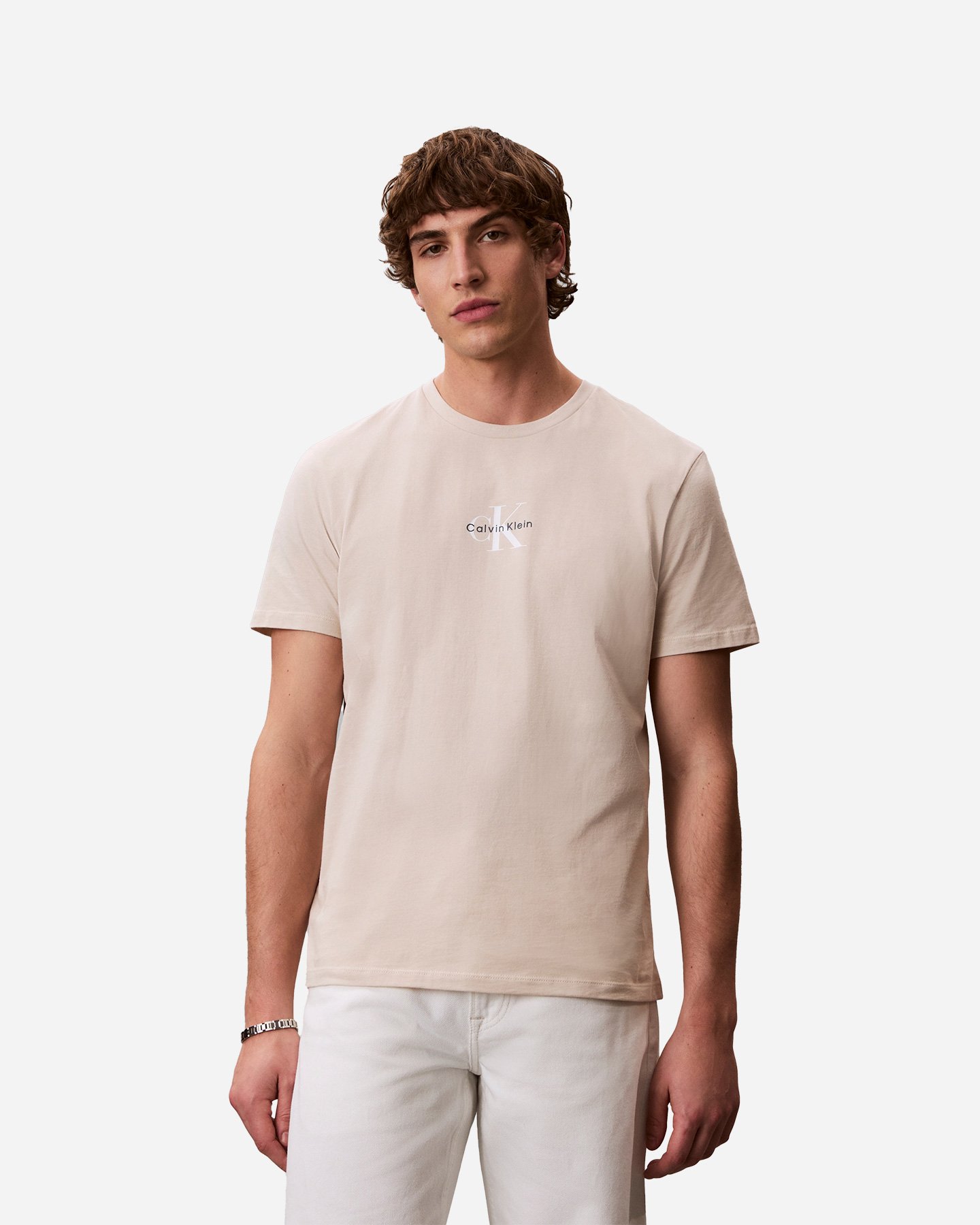 T-shirt CALVIN KLEIN JEANS MICRO MONOLOGO M - Beige - 1 | Cisalfa Sport
