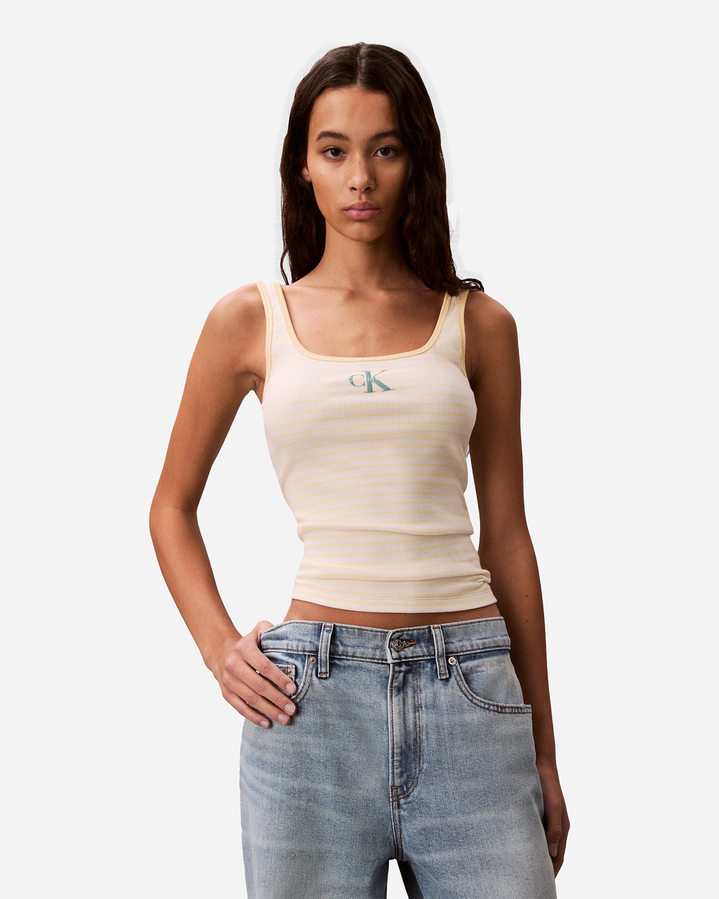 Canotta CALVIN KLEIN JEANS LOGO STRIPE W - Giallo - 1 | Cisalfa Sport