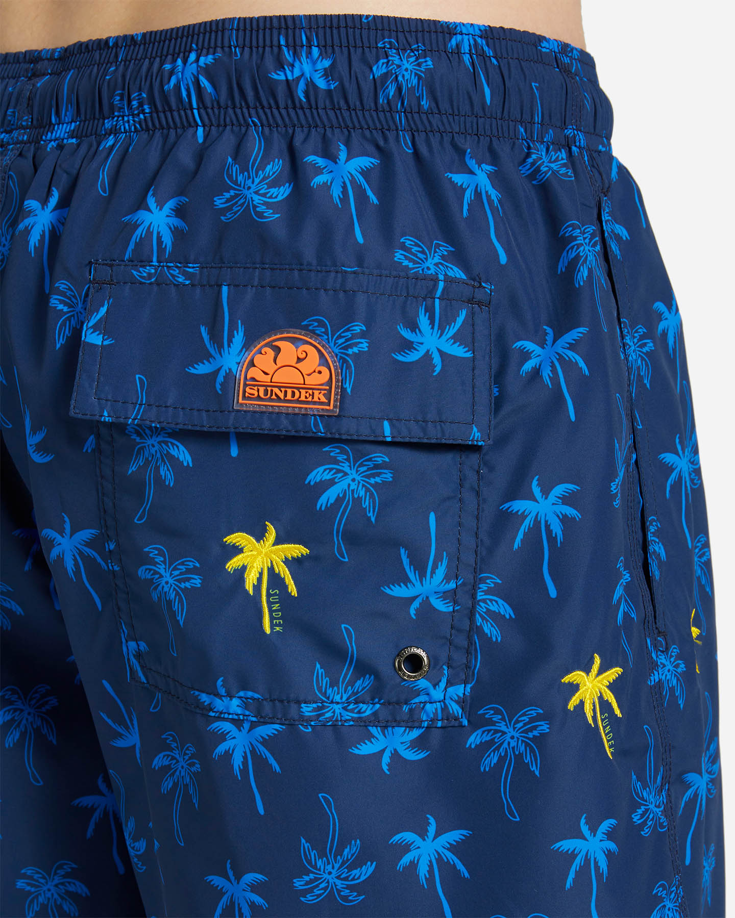 Boxer mare SUNDEK 16'' ELASTIC PRINT PALMS EMBROIDERED M - Blu Navy - 3 | Cisalfa Sport