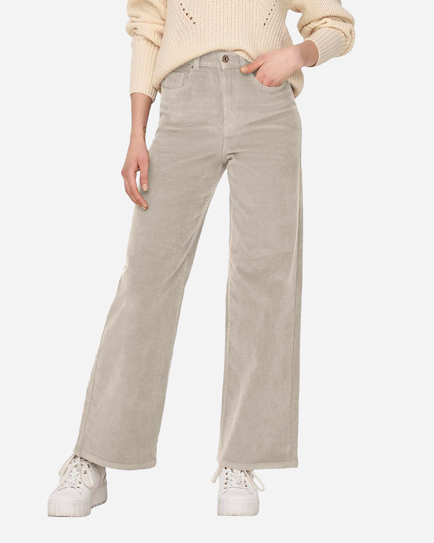 Pantalone ONLY HOPE HW WIDE CORDUROY L32 W - Bianco - 2 | Cisalfa Sport