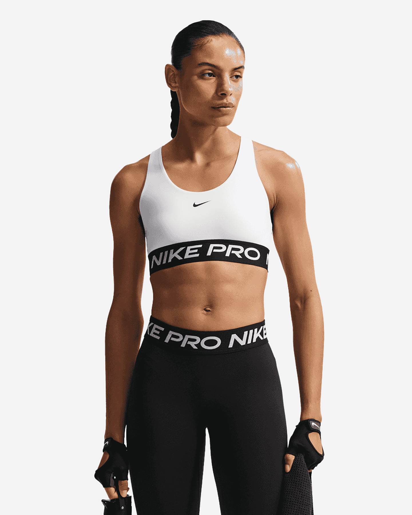 Nike Ls Pro Elast Logo W - Bra Training - Donna - Bianco