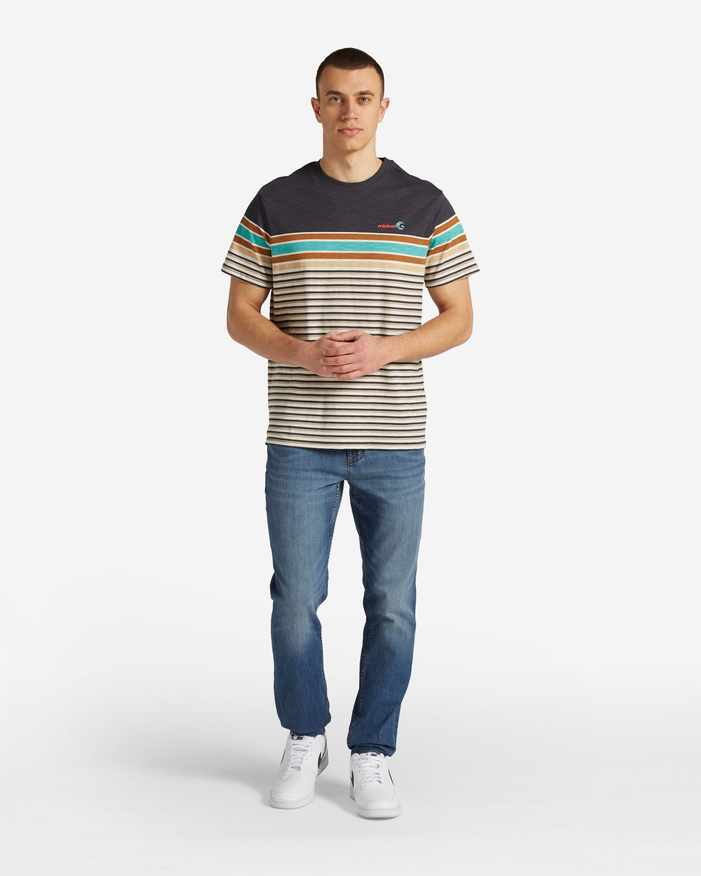 T-shirt MISTRAL STRIPED M - Blu - 1 | Cisalfa Sport