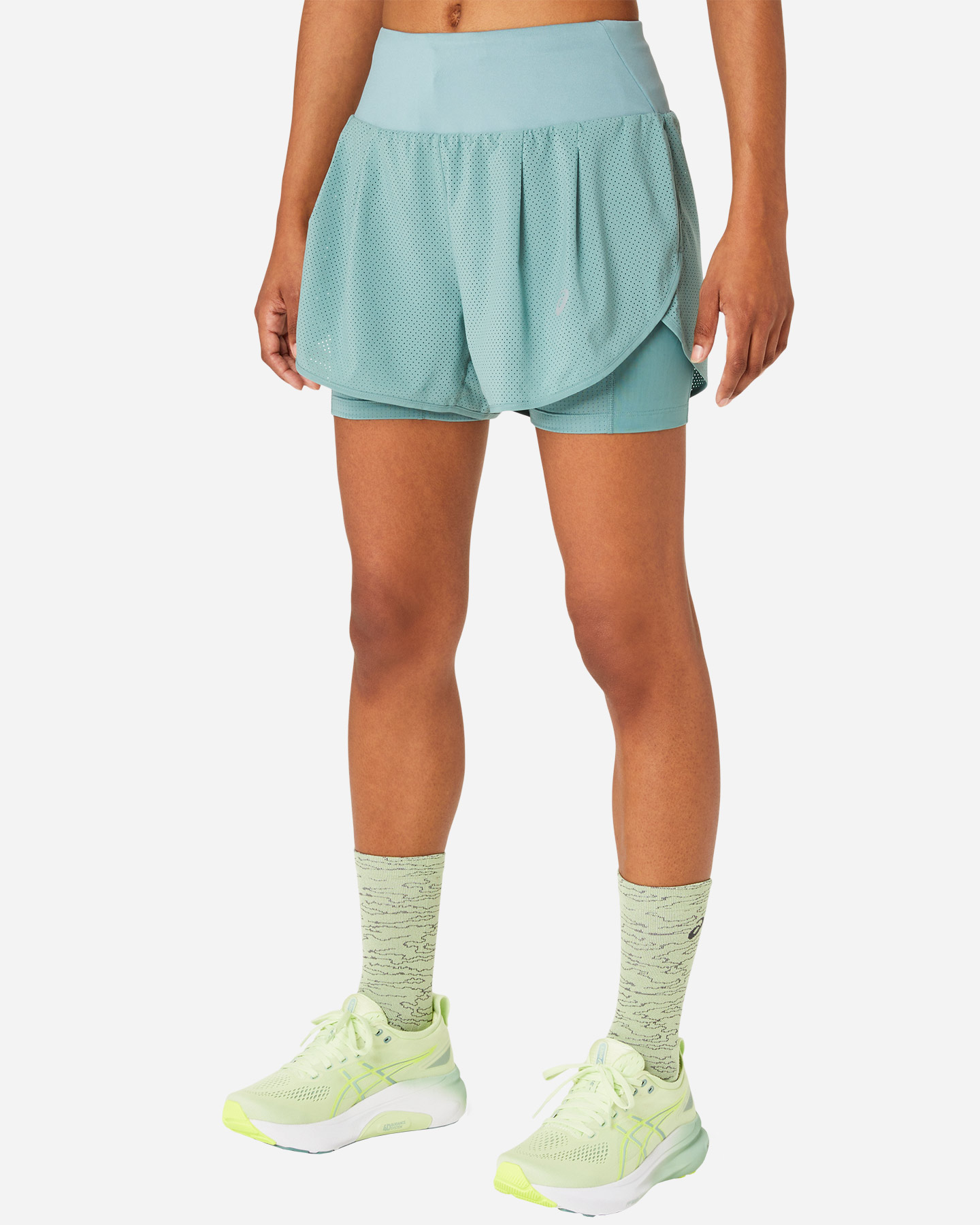 Short running ASICS ROAD 2-N-1 W - Verde - 1 | Cisalfa Sport
