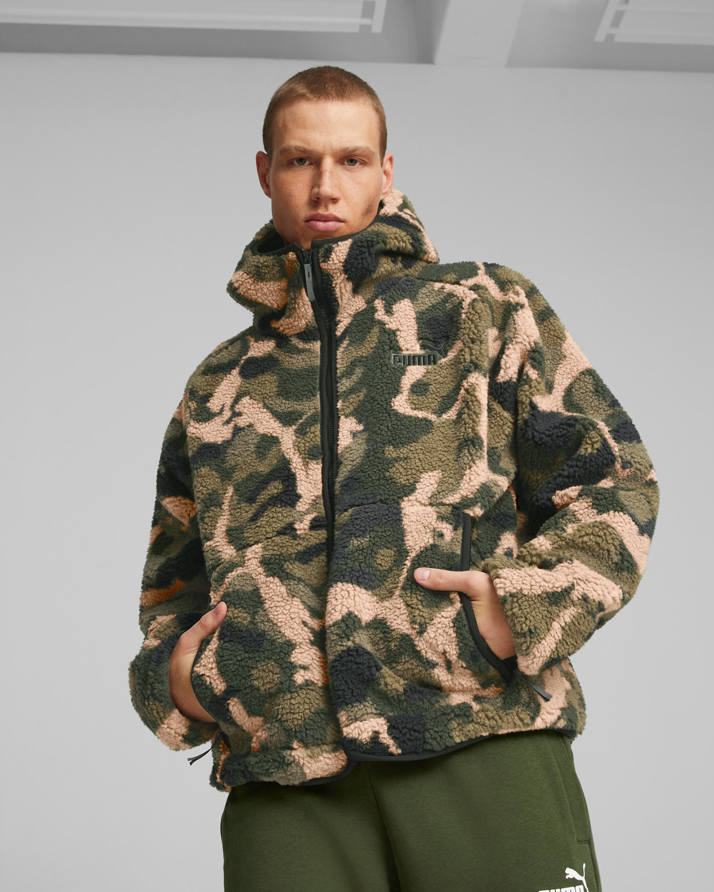 Felpa PUMA ALL OVER CAMU M - Verde - 2 | Cisalfa Sport