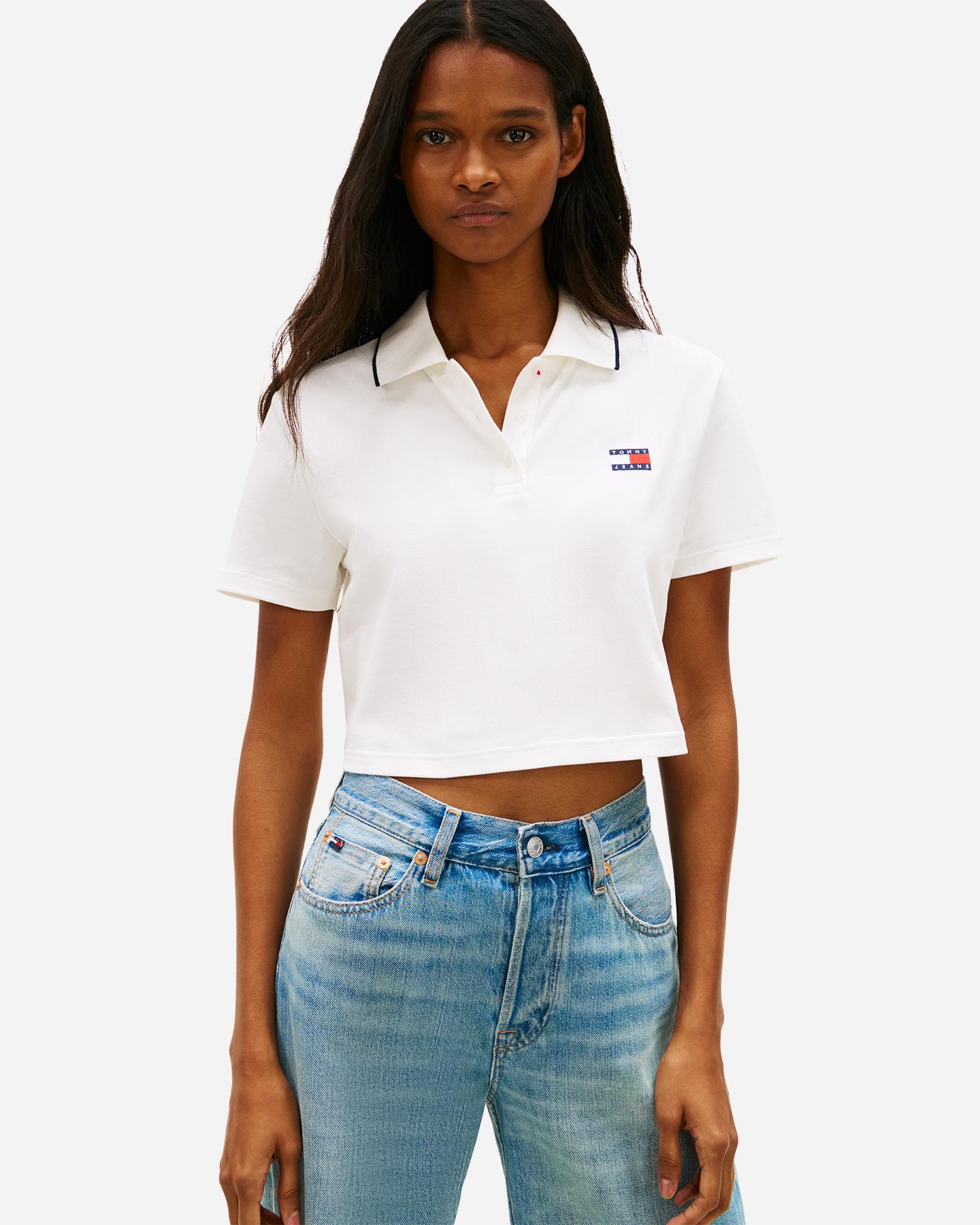 Polo TOMMY HILFIGER BADGE CROP W - Bianco - 1 | Cisalfa Sport