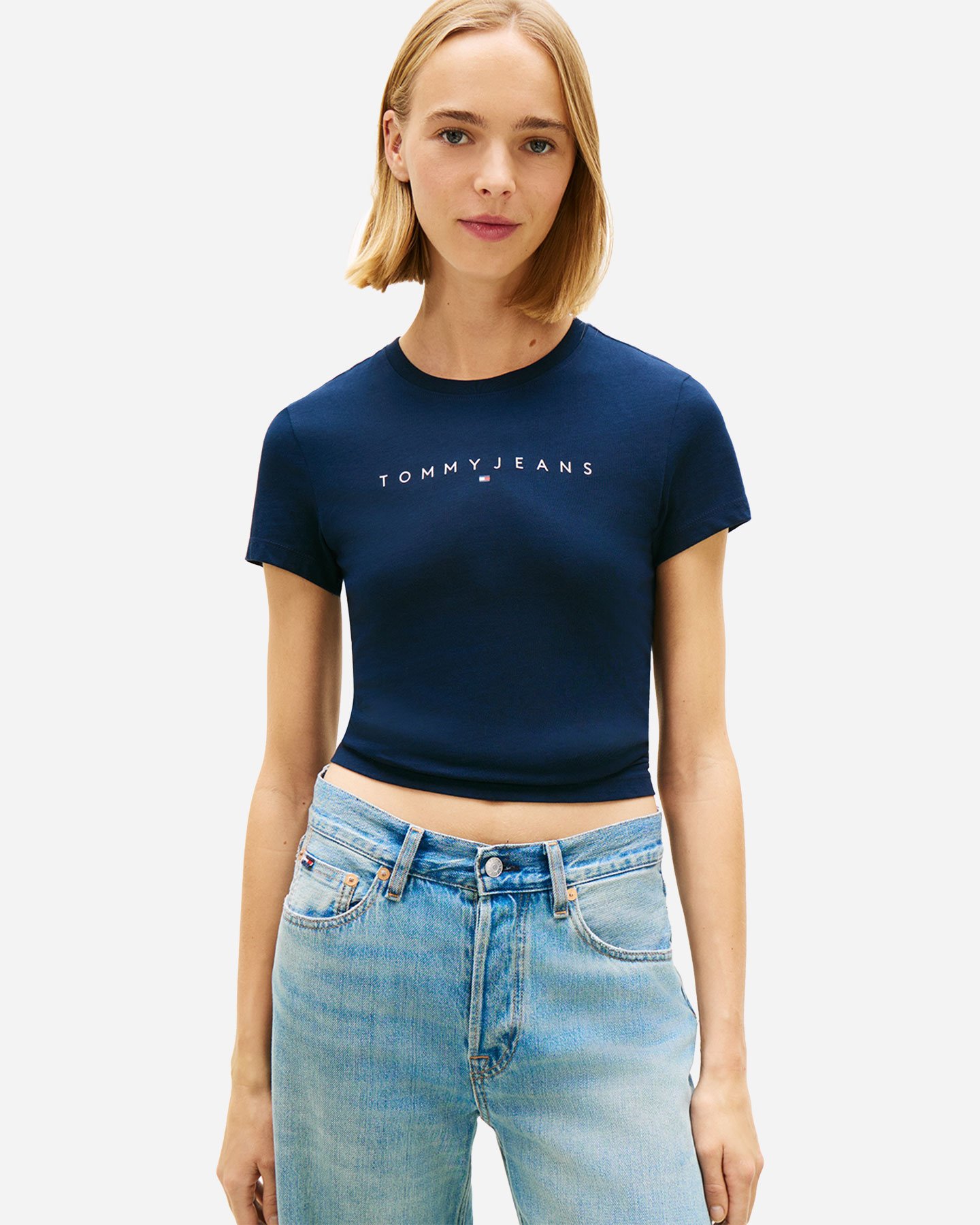 T-shirt TOMMY HILFIGER SLIM LINEAR LOGO W - Blu Navy - 1 | Cisalfa Sport