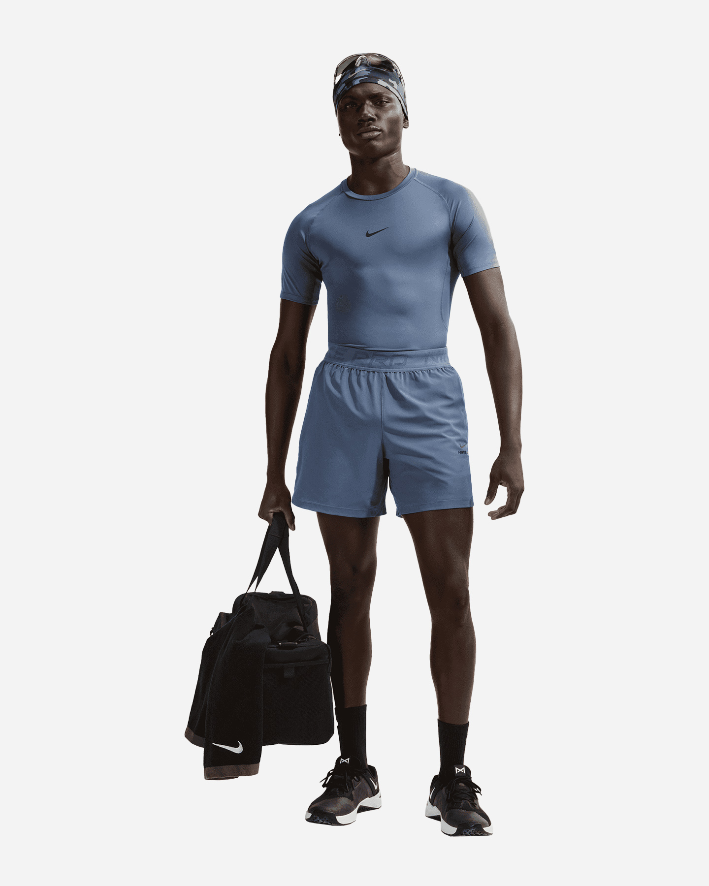 Pantalone training NIKE DRI FIT PRO SMALL LOG 6IN M - Blu - 2 | Cisalfa Sport