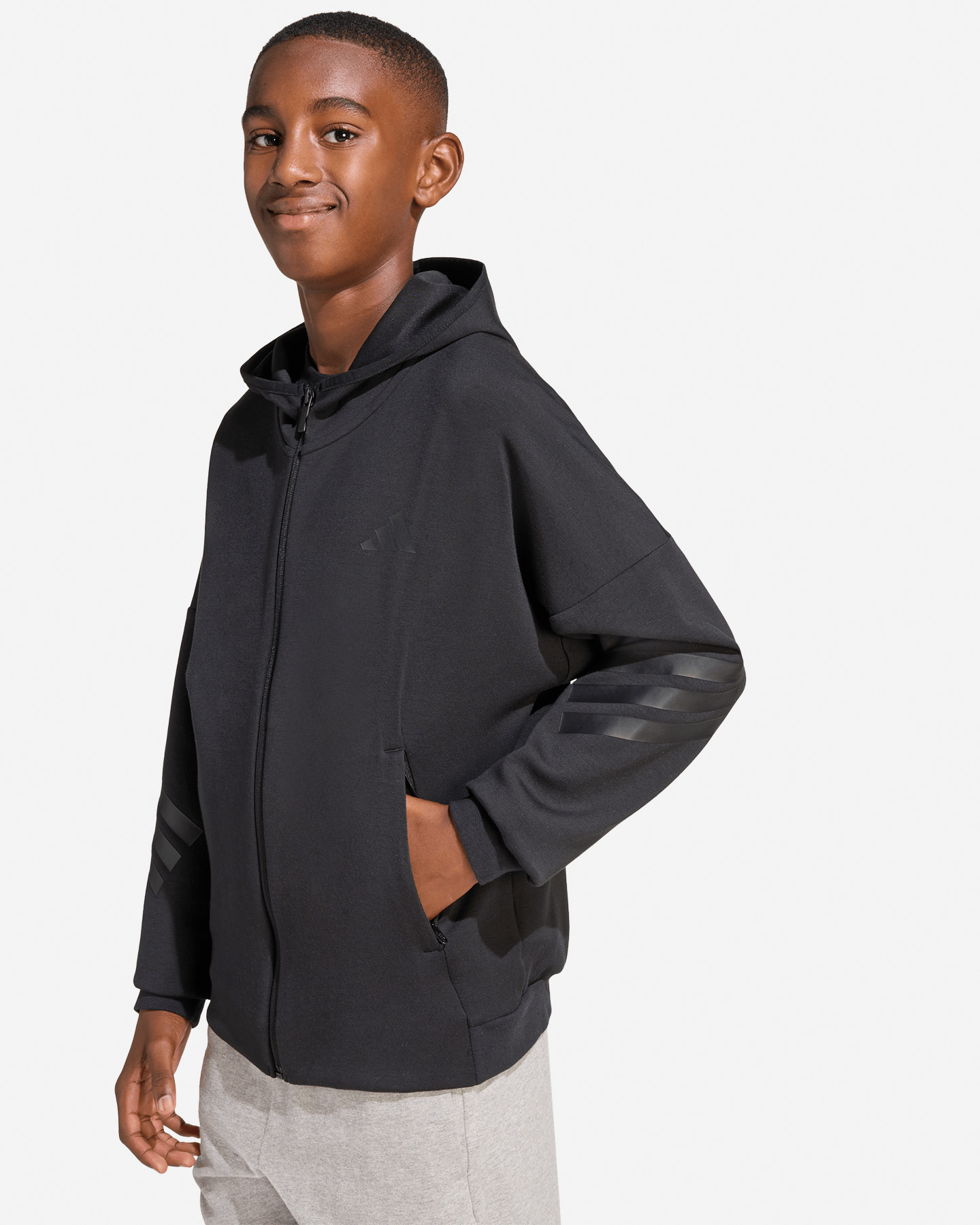 Felpa ADIDAS FUTURE ICONS 3STRIPES JR - Nero - 5 | Cisalfa Sport