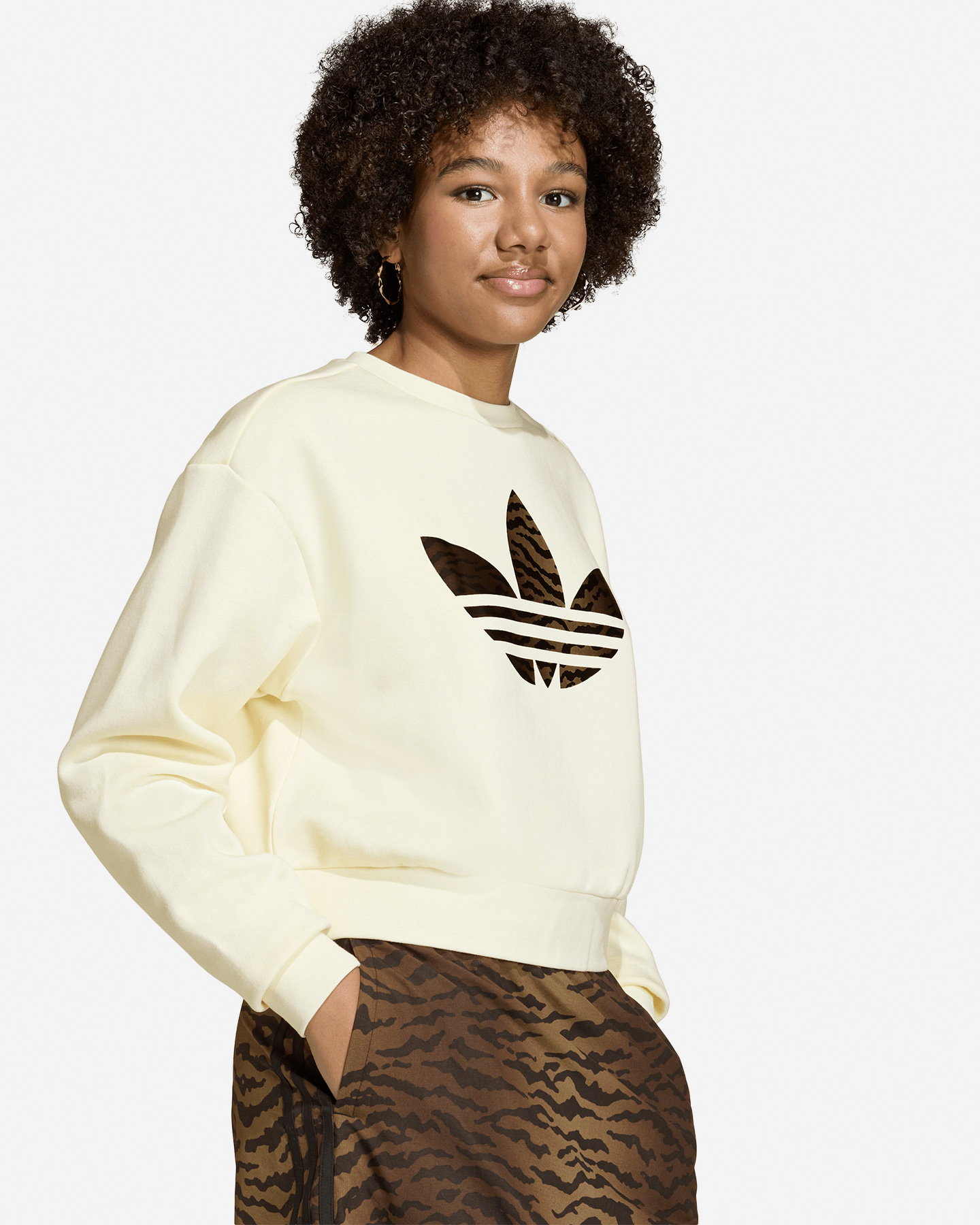 Felpa ADIDAS BOXY CREW JR - Beige - 5 | Cisalfa Sport