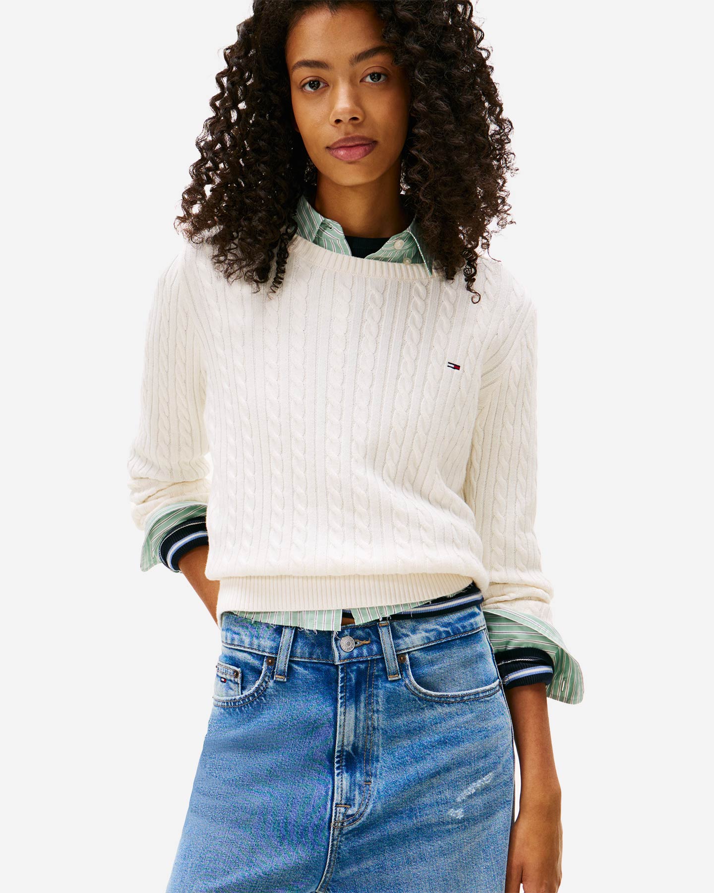 Maglione TOMMY HILFIGER CABLE ESSENTIAL W - Bianco - 1 | Cisalfa Sport
