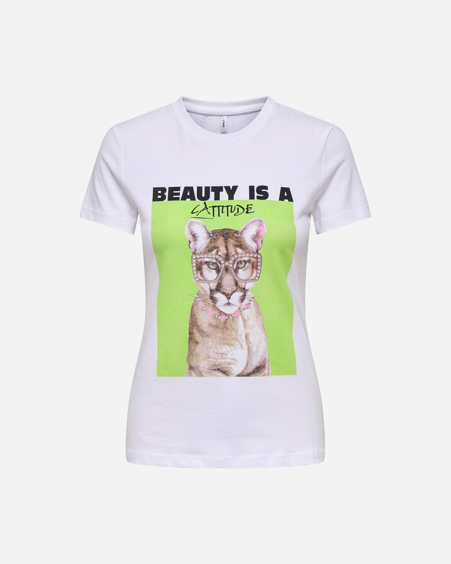 T-shirt ONLY VIBE ANIMAL CATTITUDE W - Bianco - 0 | Cisalfa Sport