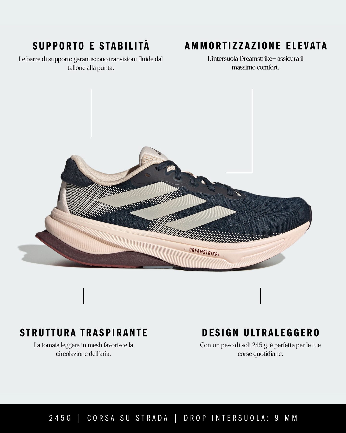 Scarpe running ADIDAS SUPERNOVA SOLUTION 2 W - Rosa - 6 | Cisalfa Sport