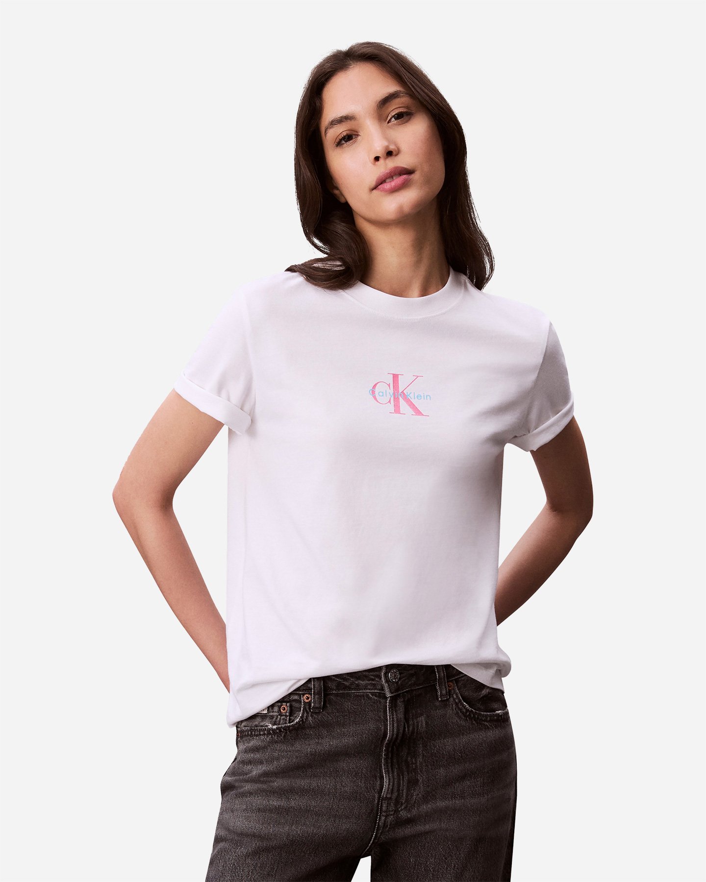 T-shirt CALVIN KLEIN JEANS LOGO GLITTER W - Bianco - 1 | Cisalfa Sport