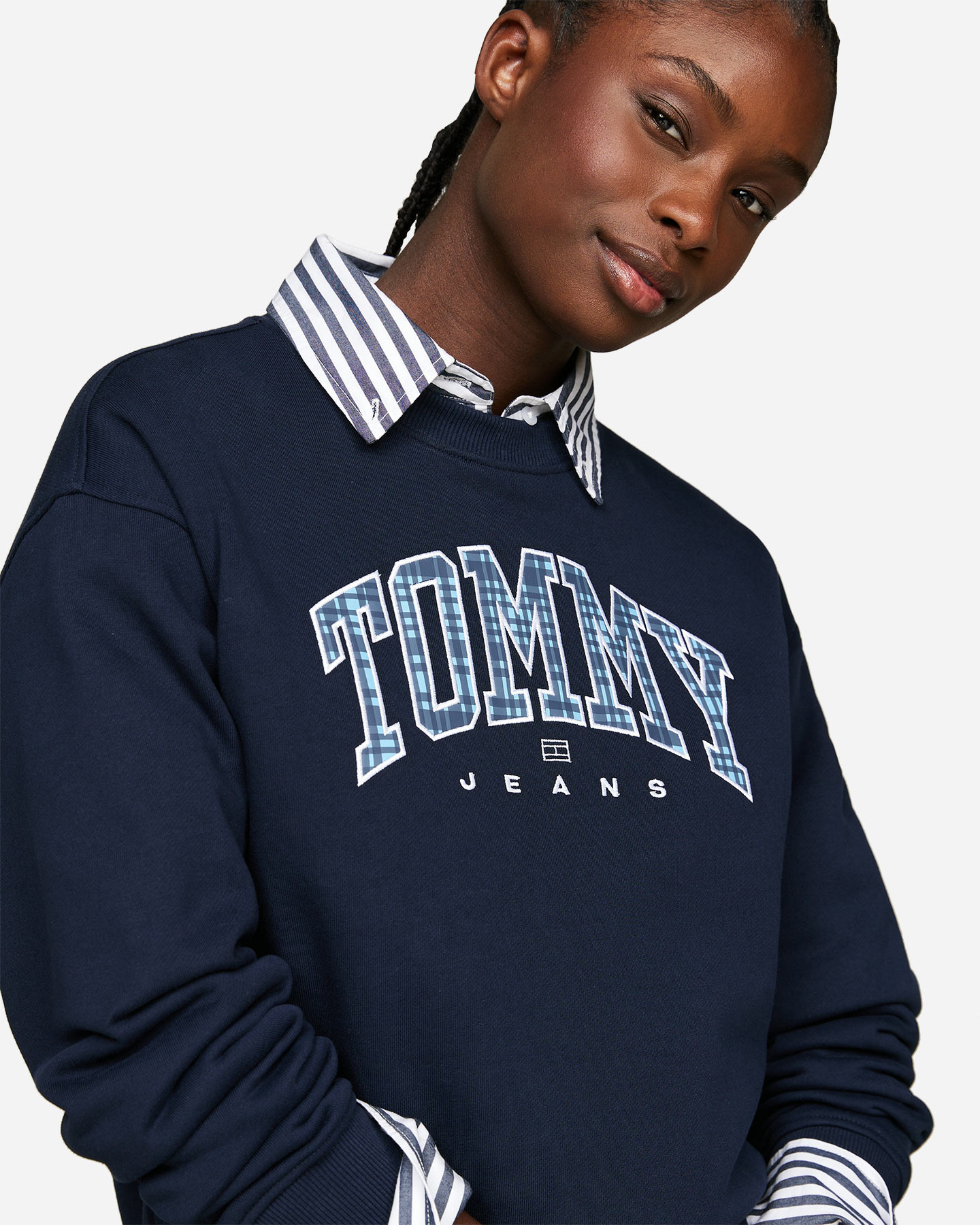 Felpa TOMMY HILFIGER RELAXED VARSITY LOGO CHECK W - Blu Navy - 3 | Cisalfa Sport