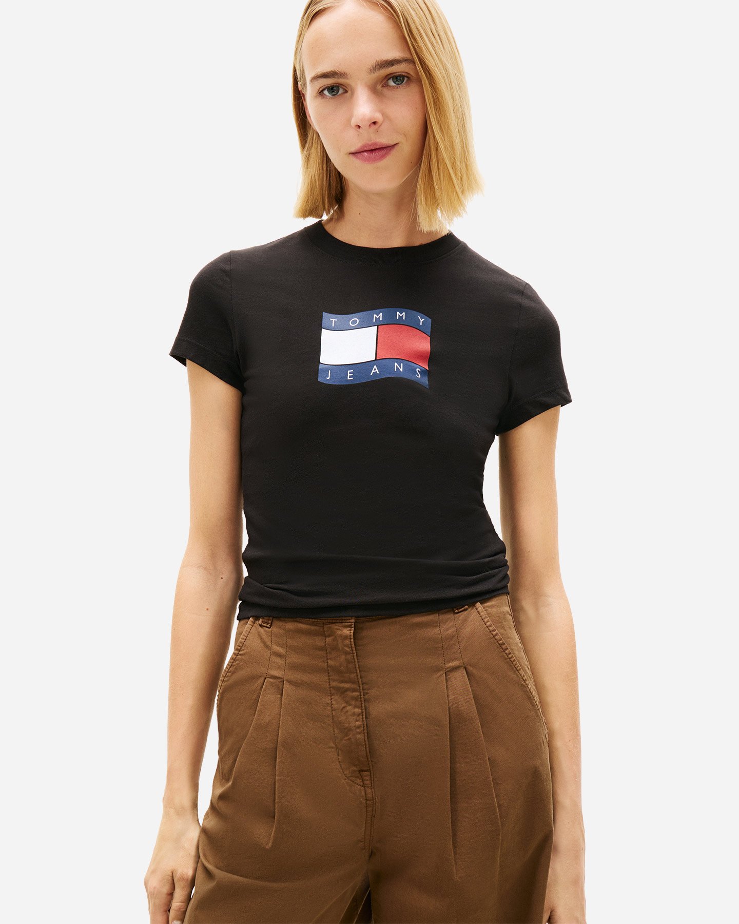 T-shirt TOMMY HILFIGER SLIM WAVY FLAG W - Nero - 1 | Cisalfa Sport