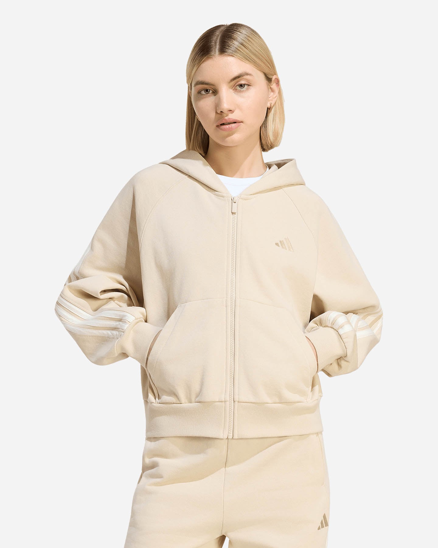 Felpa ADIDAS KIT 3STRIPES W - Beige - 1 | Cisalfa Sport