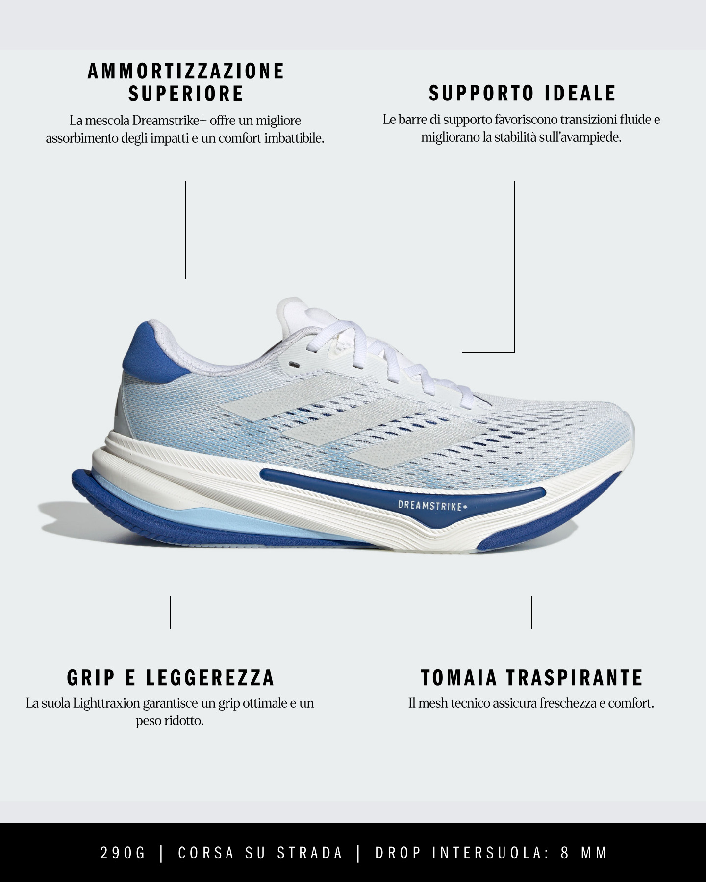 Scarpe running ADIDAS SUPERNOVA PRIMA M - Blu - 6 | Cisalfa Sport