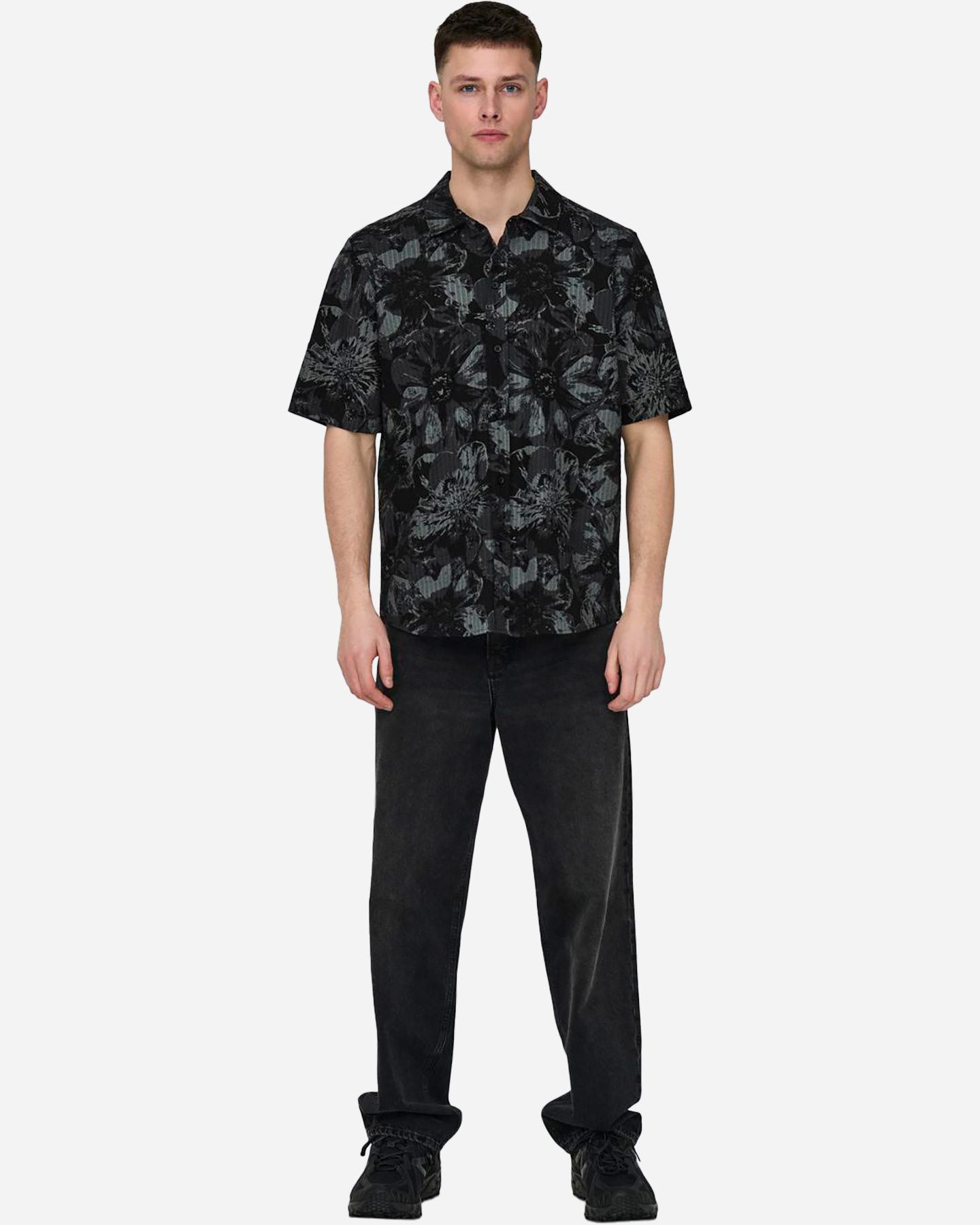 Camicia ONLY & SONS NICOLAI SEERSUCKER M - Nero - 3 | Cisalfa Sport