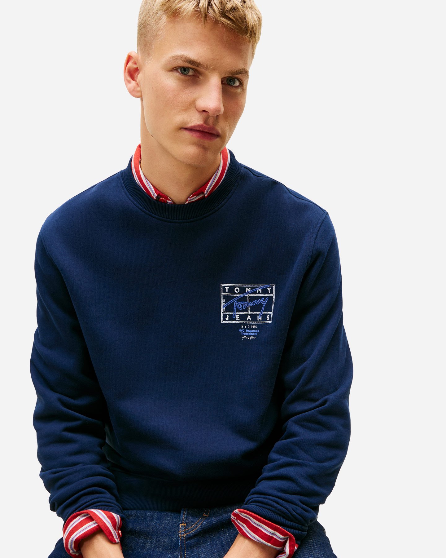 Felpa TOMMY HILFIGER BACK LOGO SIGNATURE M - Blu - 4 | Cisalfa Sport