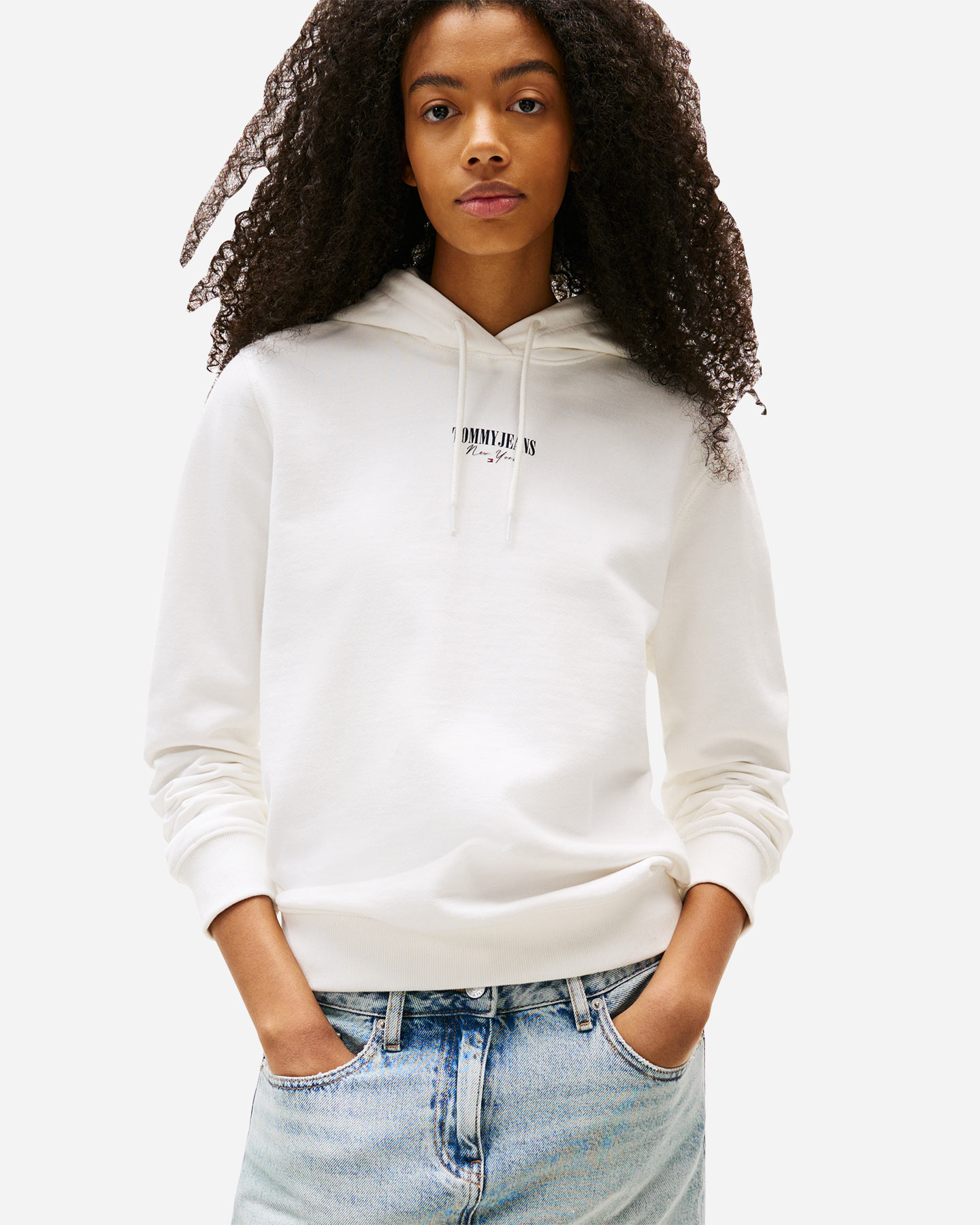 Felpa TOMMY HILFIGER ESSENTIAL LOGO W - Bianco - 3 | Cisalfa Sport
