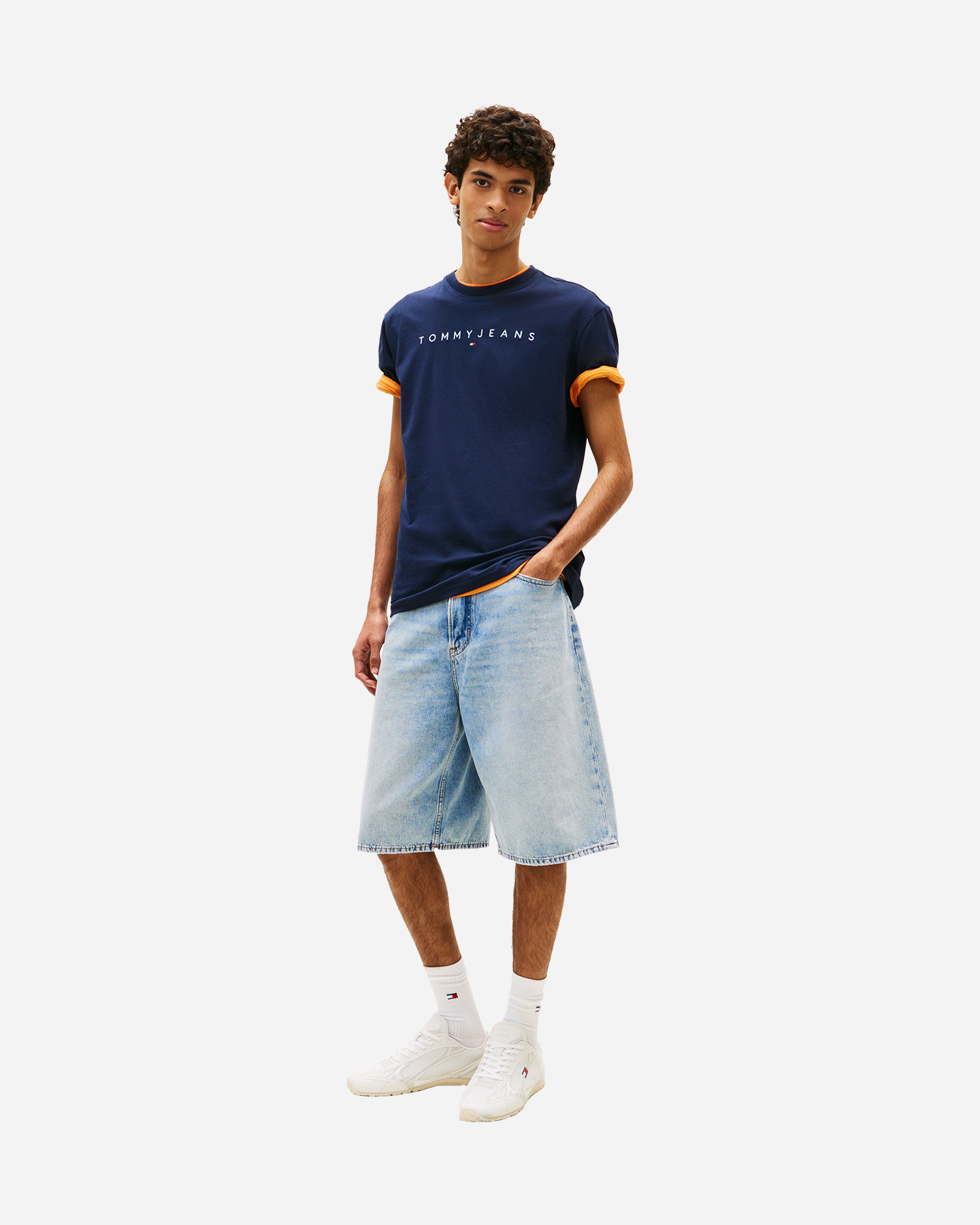 T-shirt TOMMY HILFIGER LINEAR LOGO M - Blu Navy - 2 | Cisalfa Sport