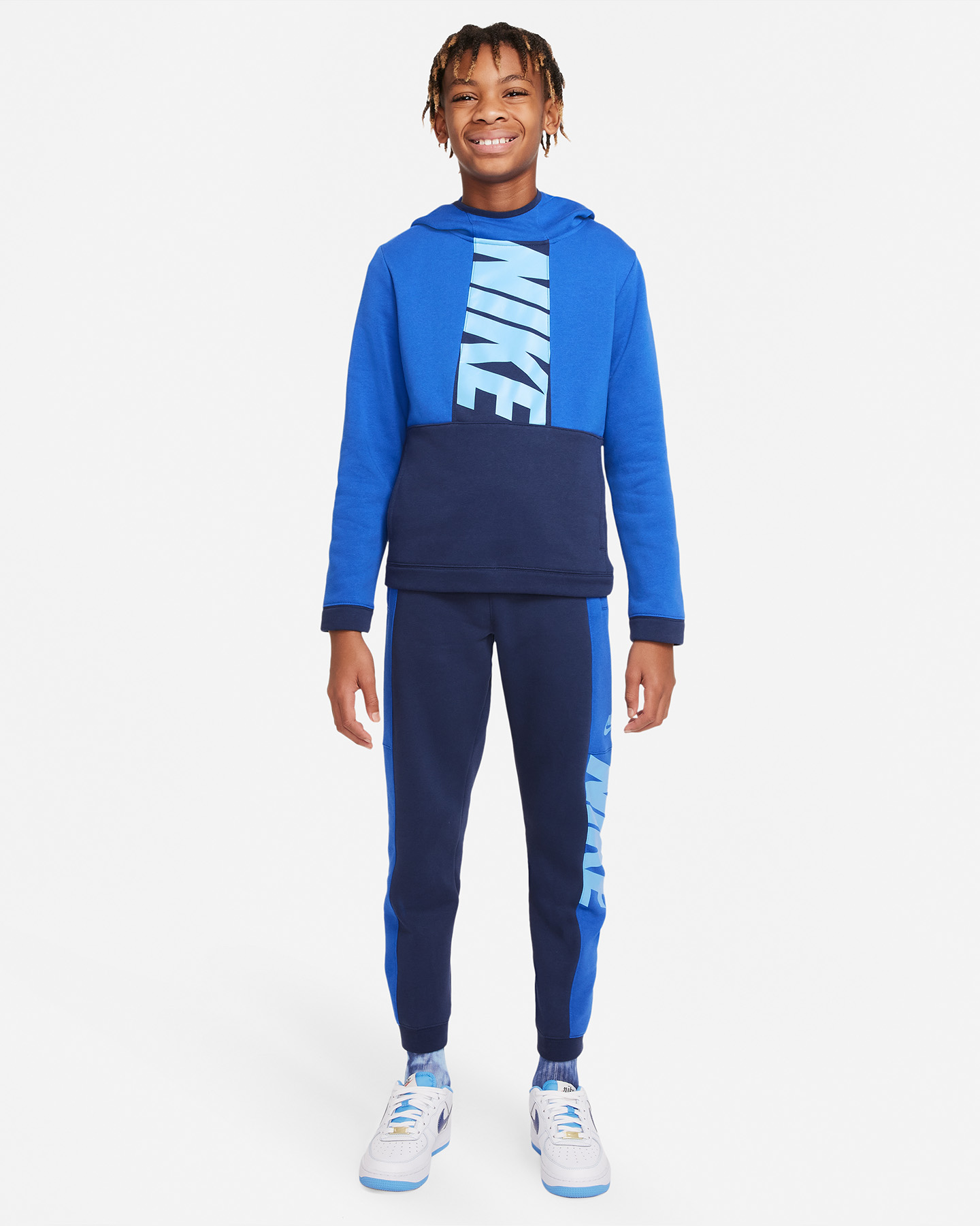 Felpa NIKE COLOR BLOCK JR - Blu royal - 5 | Cisalfa Sport