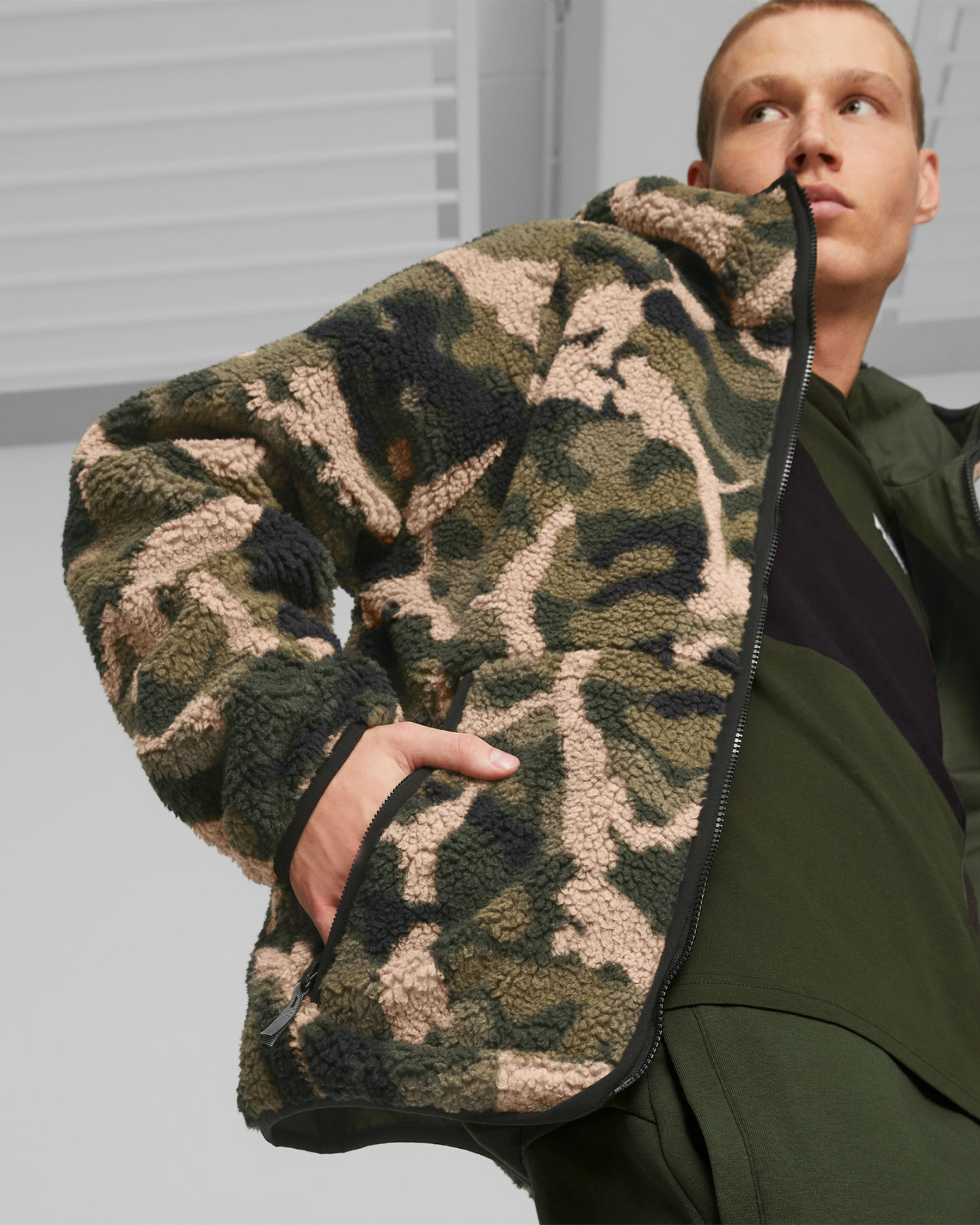 Felpa PUMA ALL OVER CAMU M - Verde - 5 | Cisalfa Sport